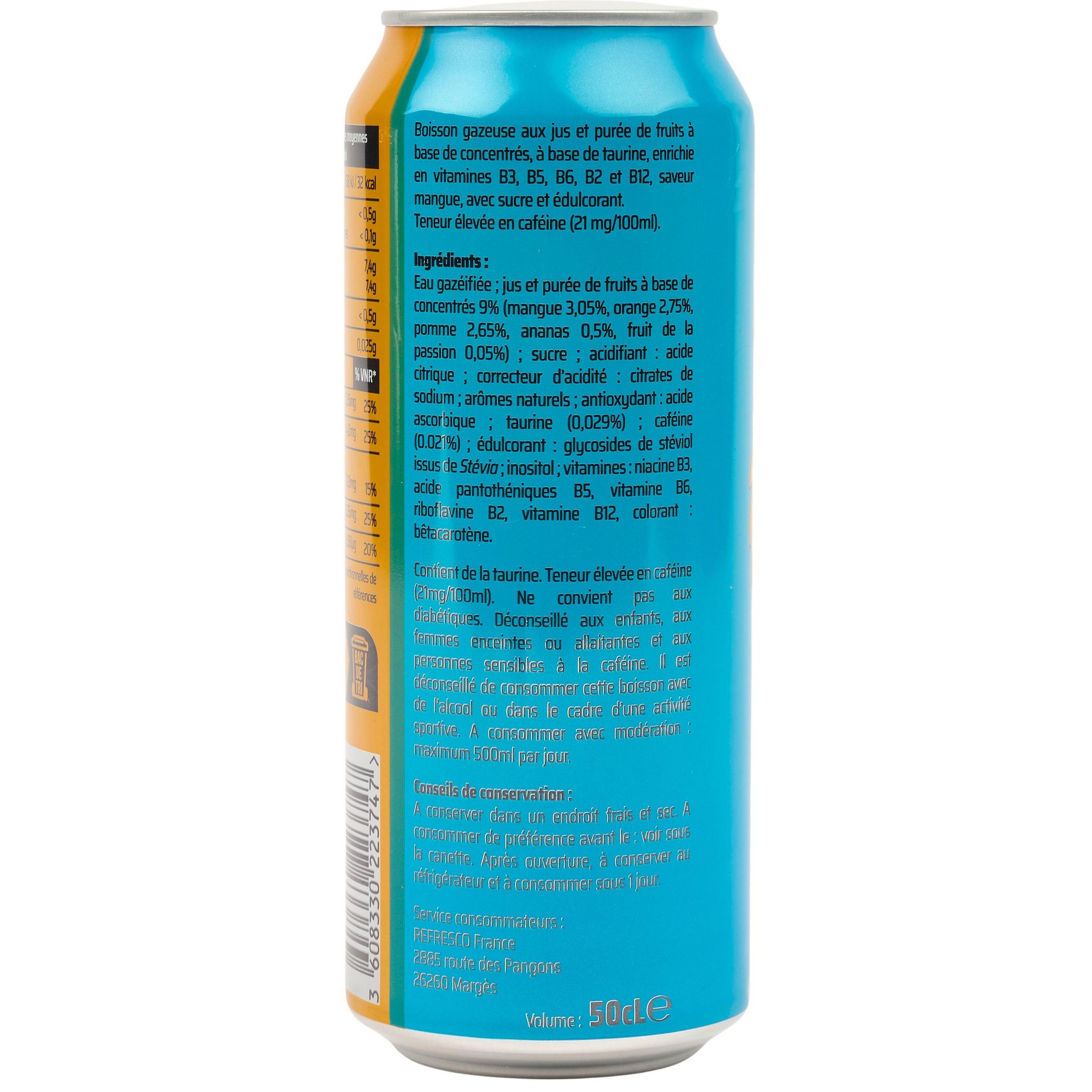 Voir la diapositive 3 : TAURINE DRINK Boisson énergisante Taurine Drink à la mangue 50cl
