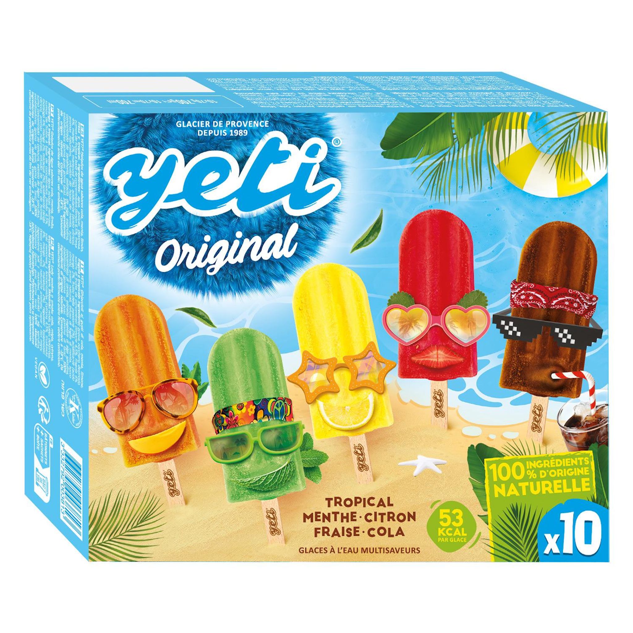 YETI Bâtonnet tropical menthe citron fraise cola 10 piéces 700g