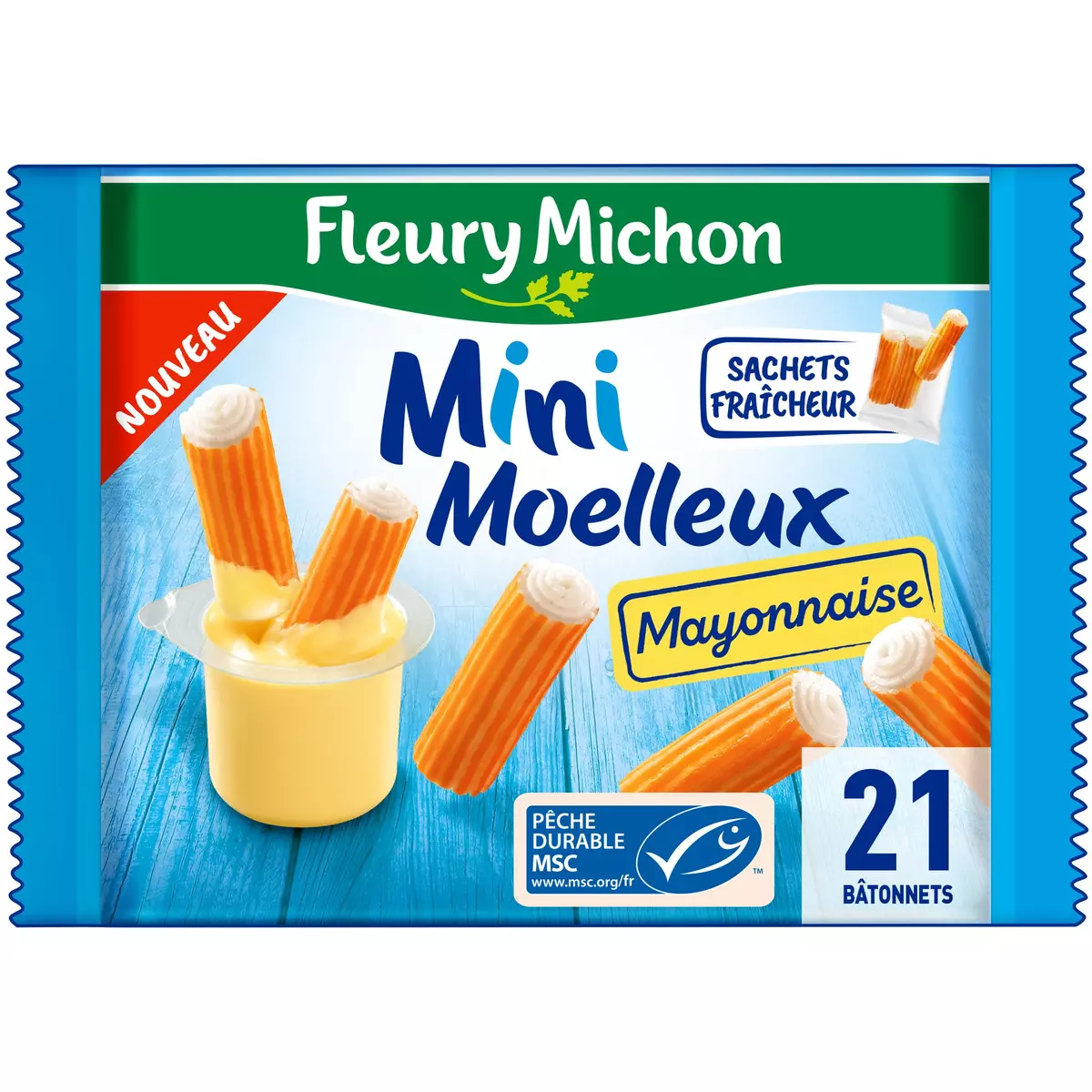 FLEURY MICHON Mini Moelleux Bâtonnets de surimi sauce mayonnaise 21 bâtonnets 230g