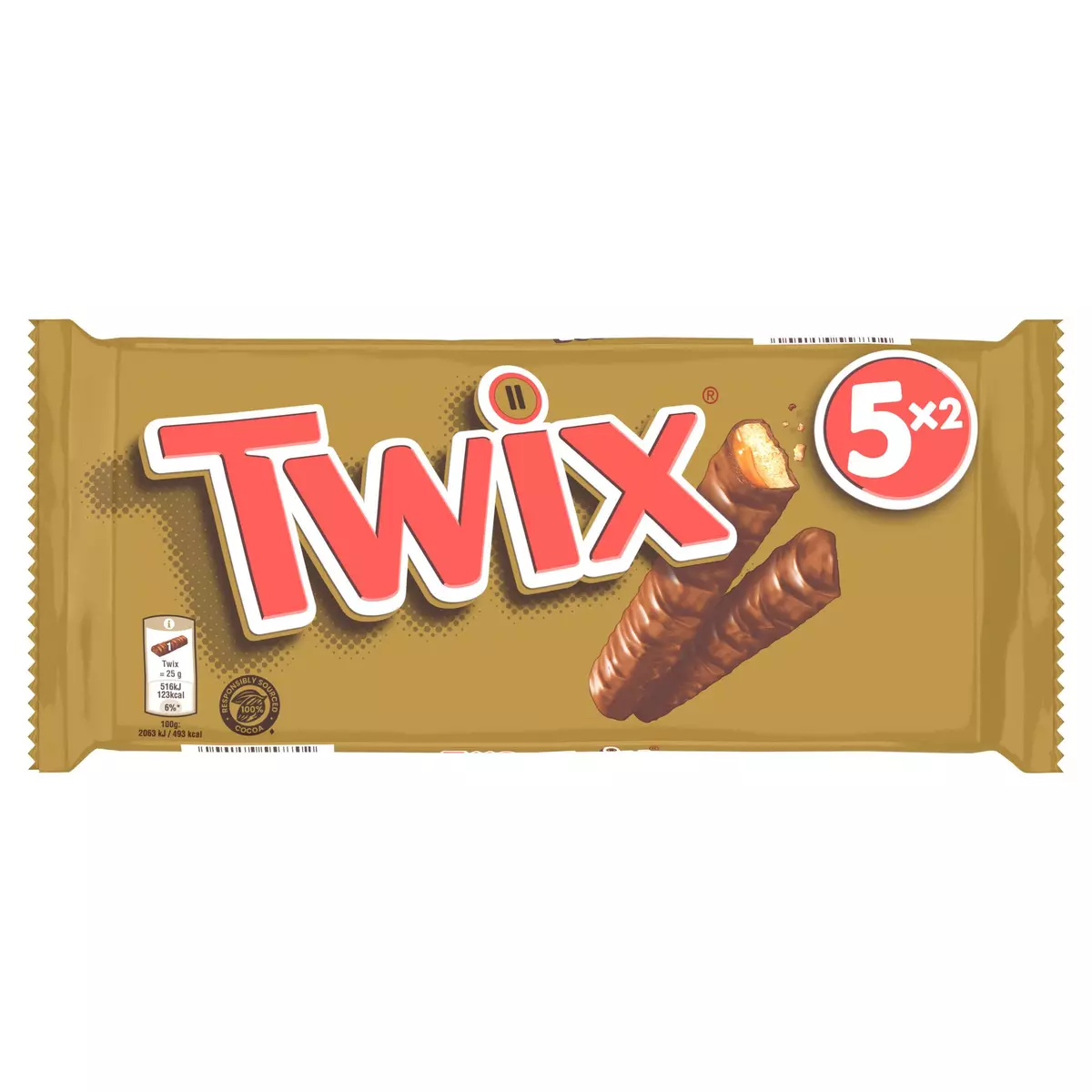 TWIX Barres chocolatées au biscuit recouvert de caramel 5x2 barres 250g