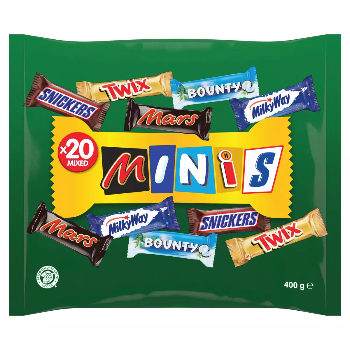 MIXED Minis barres mix mars snickers twix bounty milky way 20 barres 400G