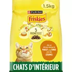 FRISKIES Croquettes mélange poulet dinde et légumes pour chat d'intérieur 1.5kg