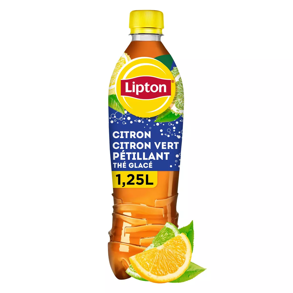 LIPTON Boisson gazeuse à base de thé saveur citron et citron vert 1.25l