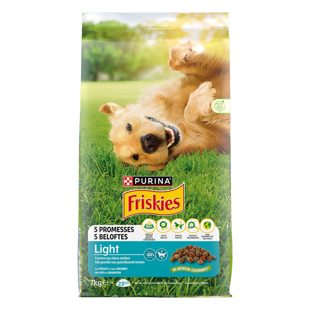 FRISKIES Sac de croquettes light au poulet et aux légumes pour chien adulte 7 kg