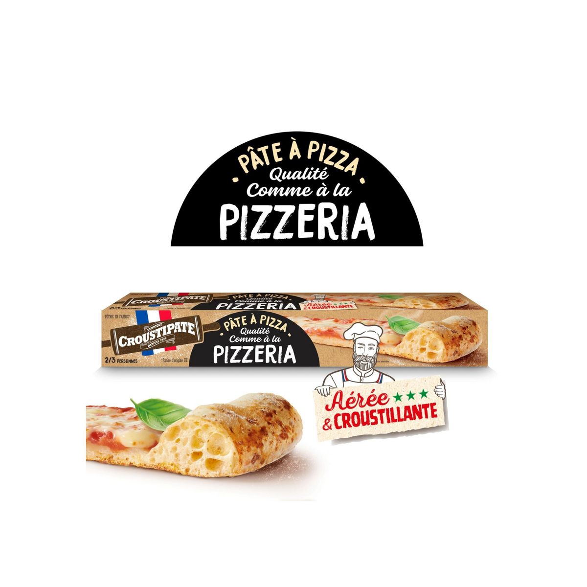 CROUSTIPATE Pâte à pizza aérée et croustillante 2/3 parts 300g