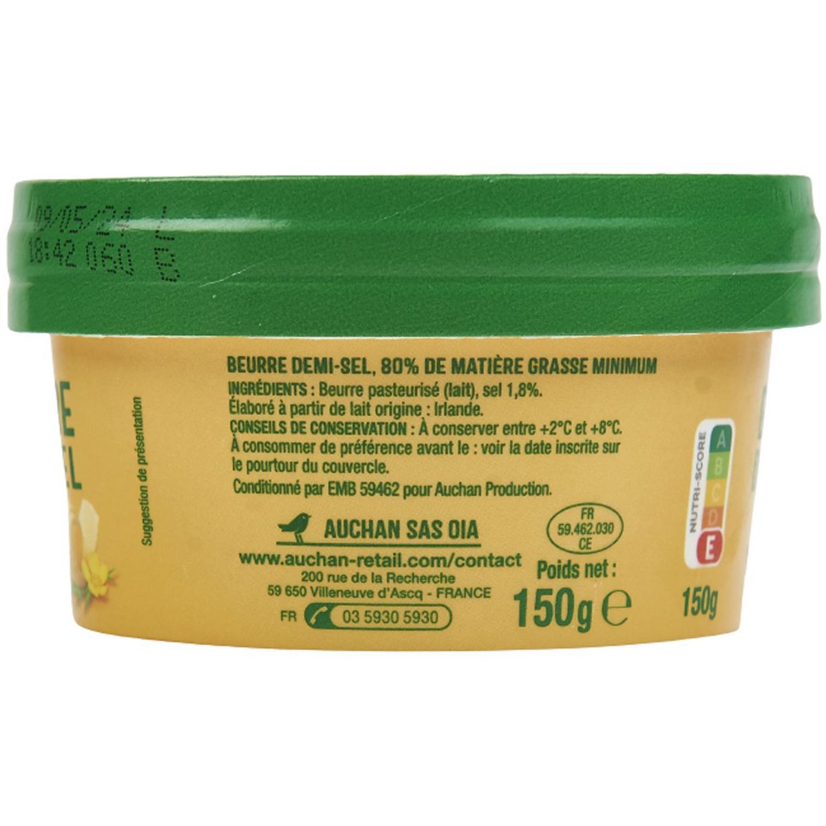 AUCHAN Beurre demi-sel 150g
