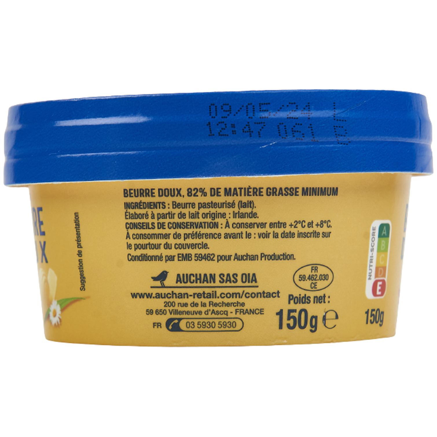 Voir la diapositive 2 : AUCHAN Beurre doux 83%MG 150g