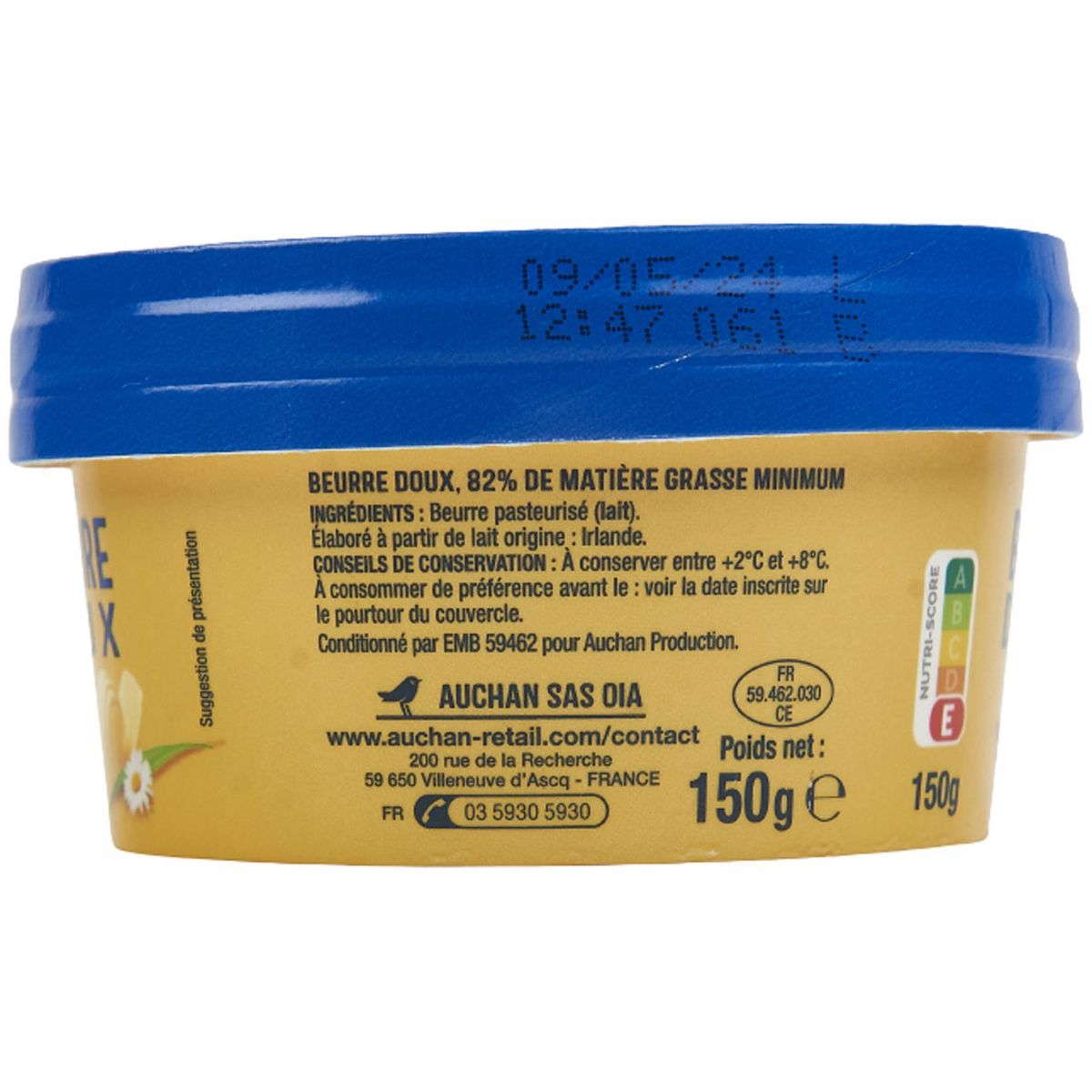 AUCHAN Beurre doux 150g