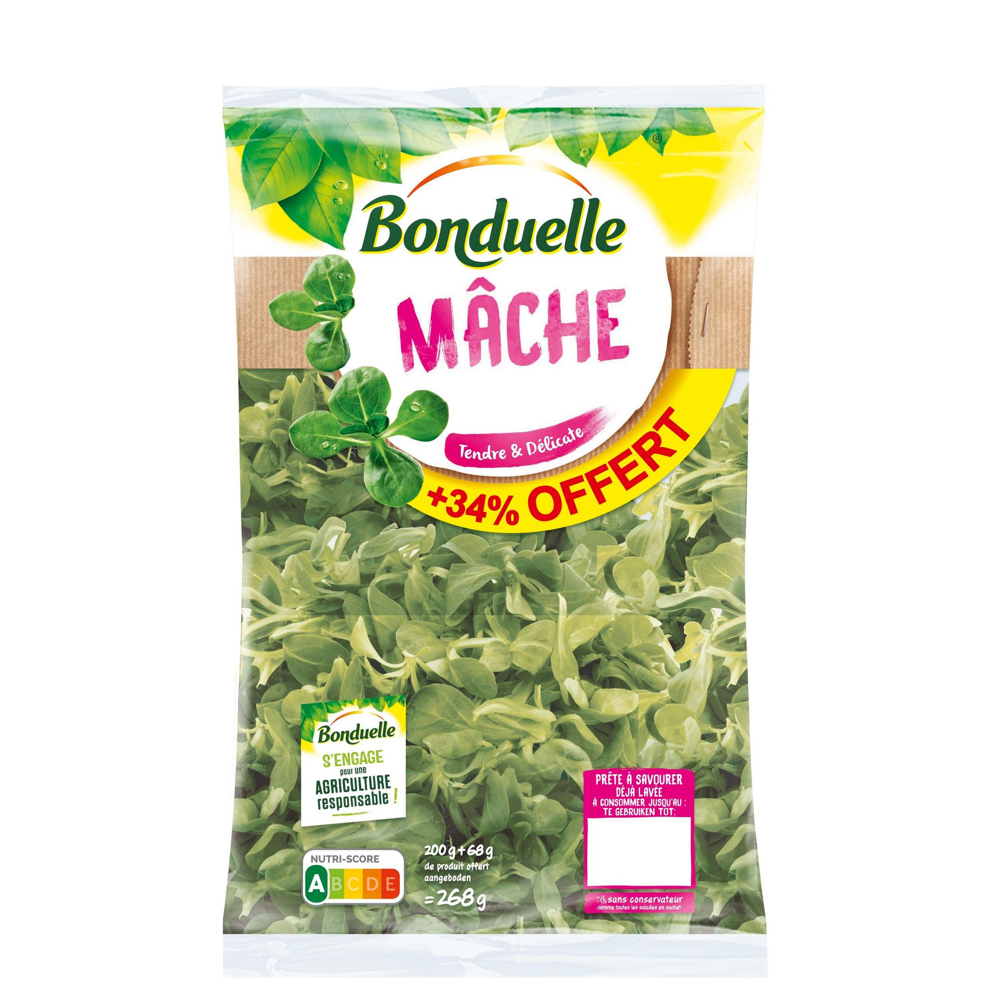 BONDUELLE Mâche tendre et délicate 6-7 parts 268g