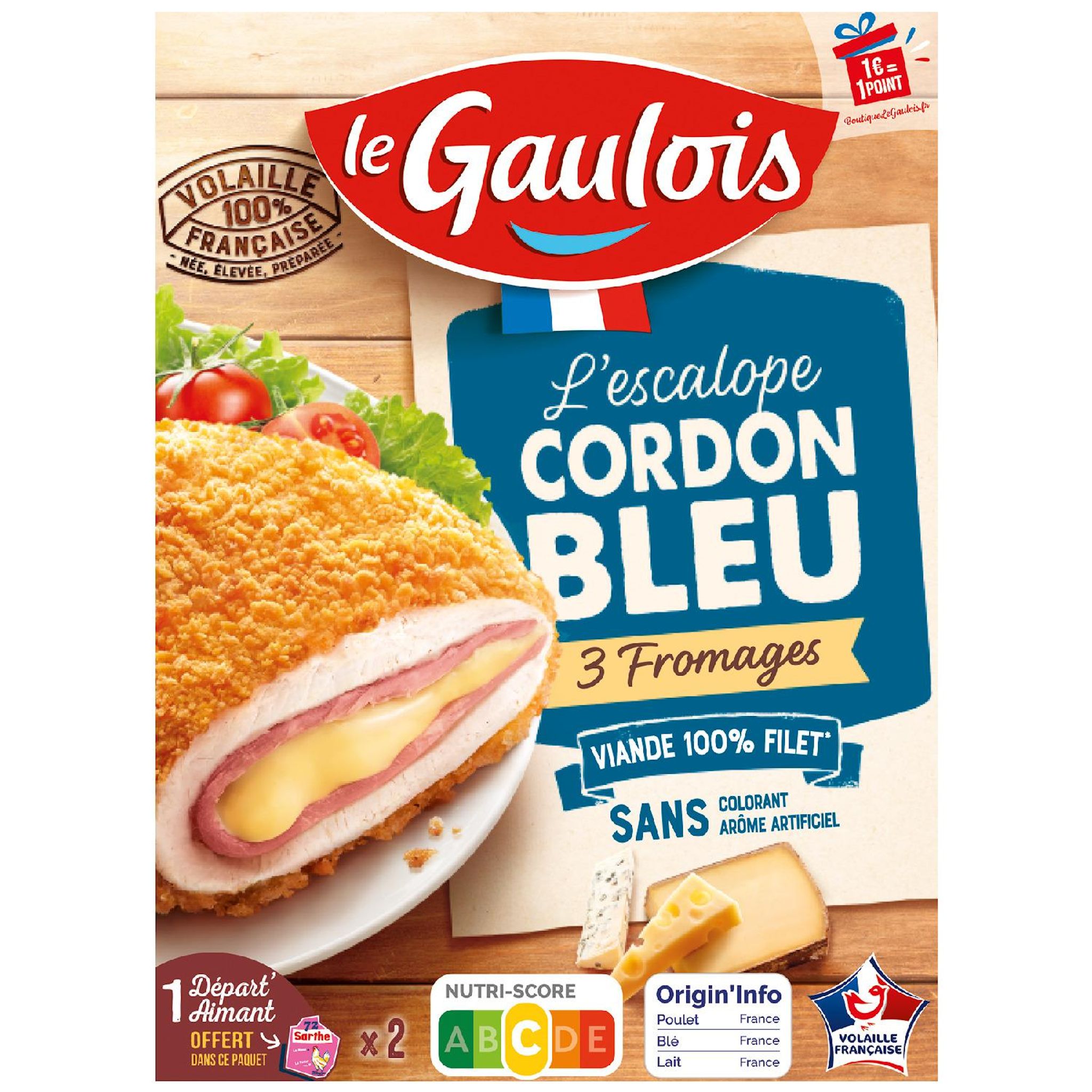 LE GAULOIS L'escalope cordon bleu 3 fromages 2 pièces 200g
