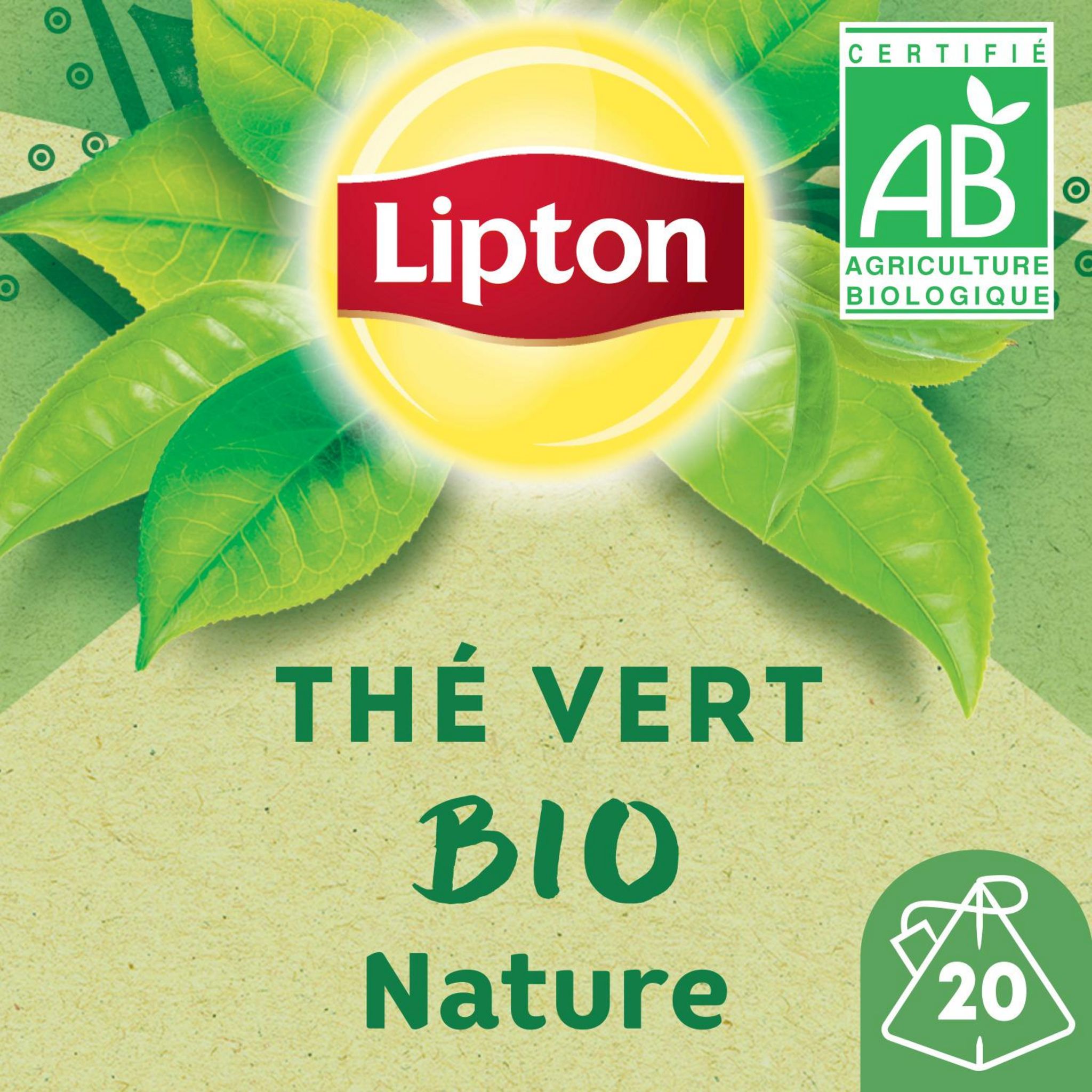 LIPTON Thé vert bio nature 20 sachets 28g