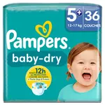 PAMPERS Baby-dry couches taille 5+ (12-17kg) 36 couches