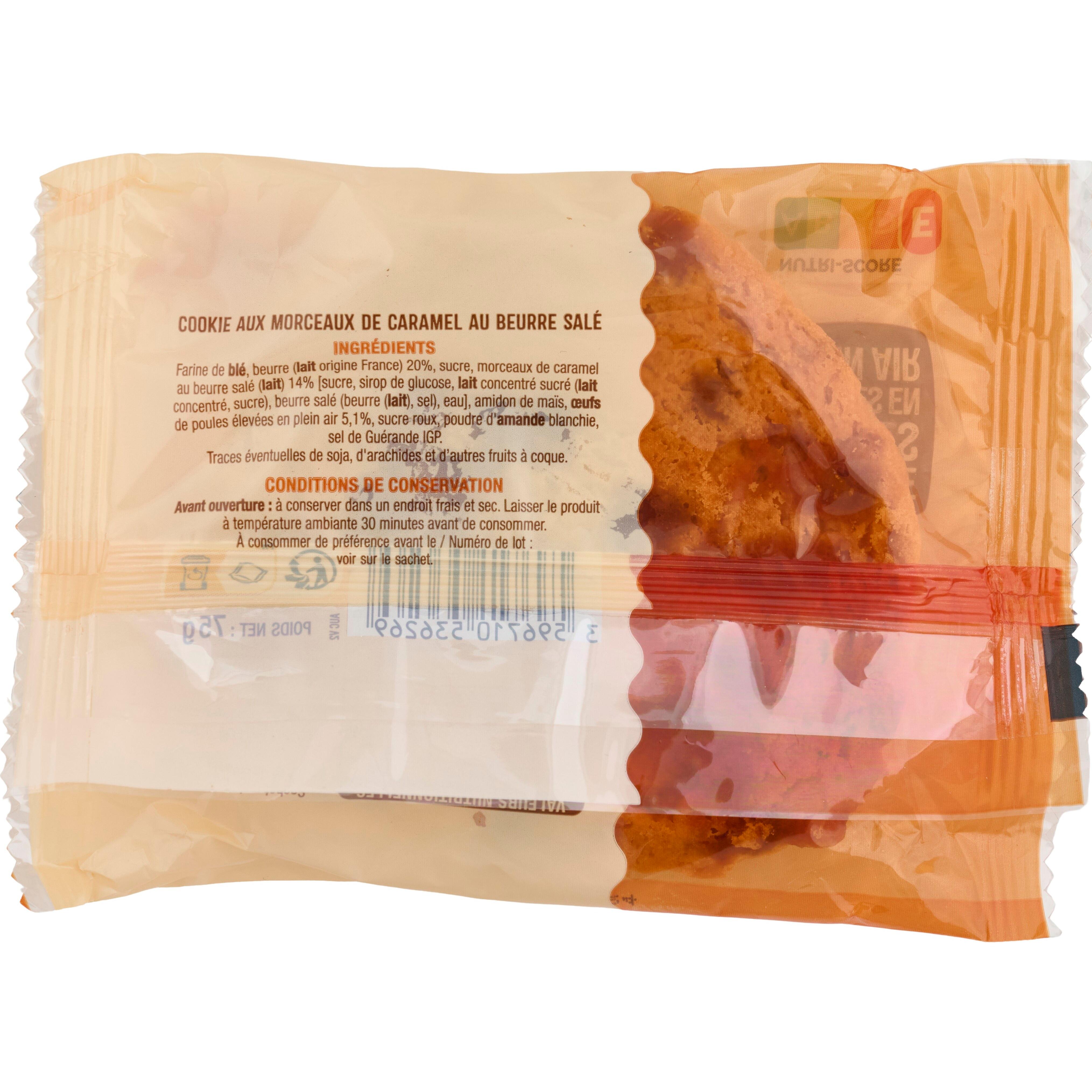Voir la diapositive 2 : AUCHAN Cookie pur beurre au caramel beurre salé 75g