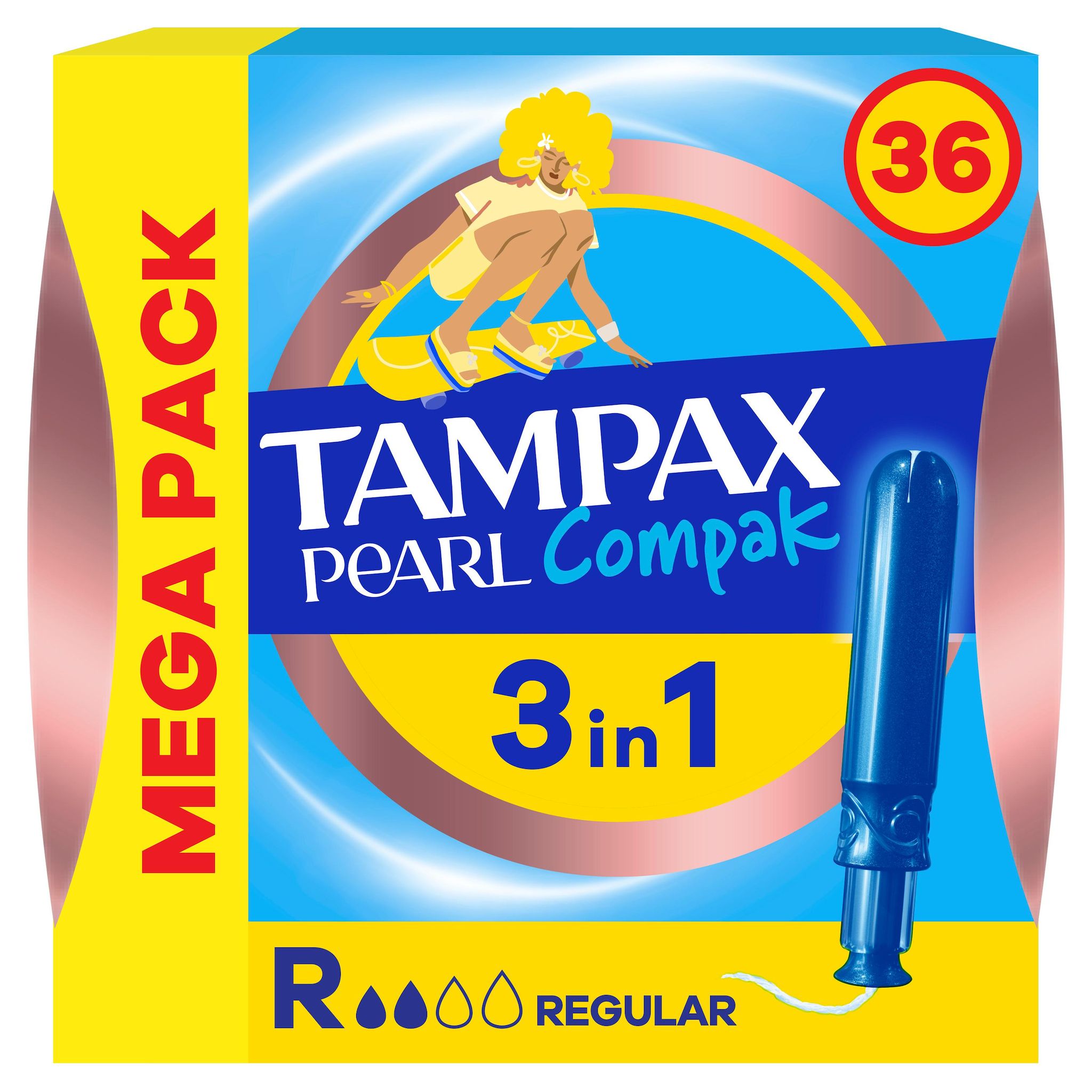 TAMPAX Peral compak Tampons avec applicateur regular 36 tampons