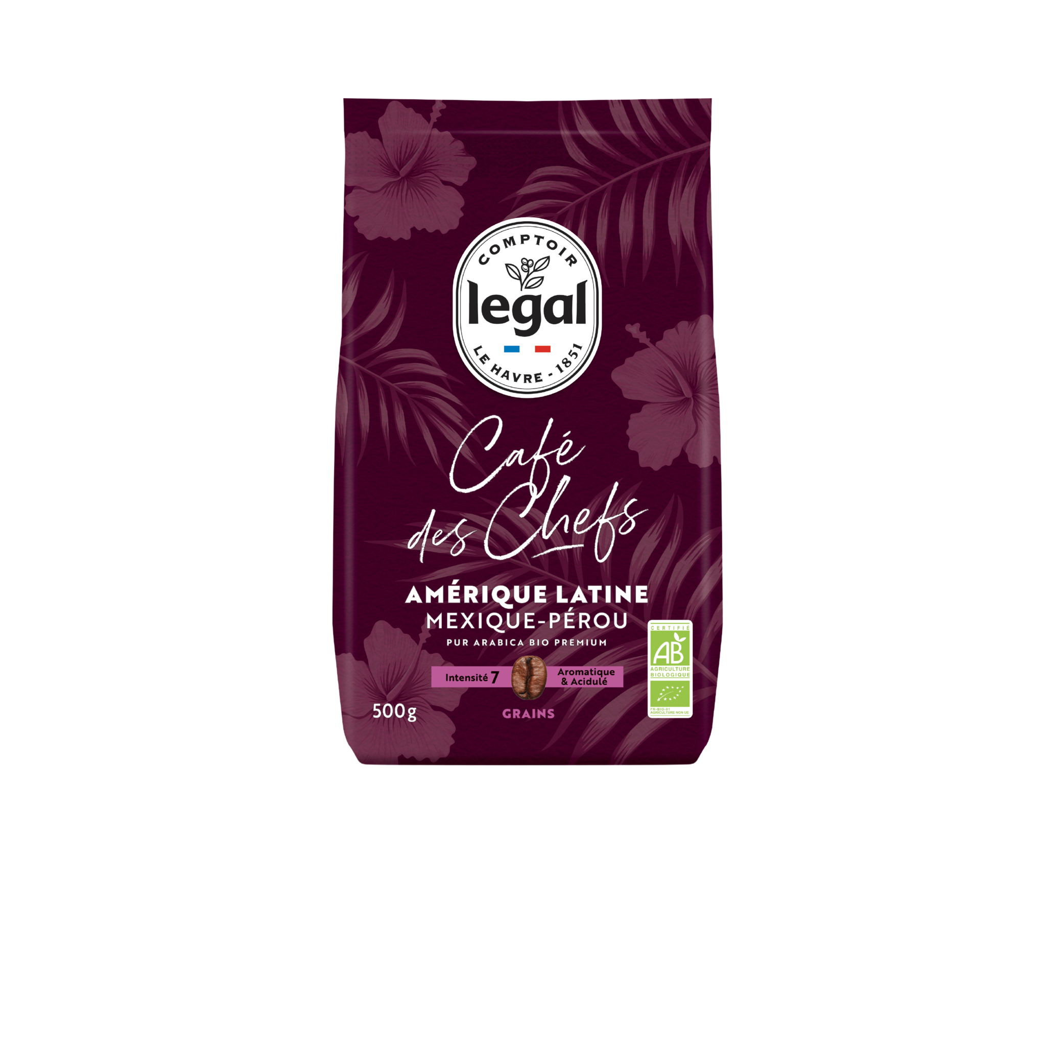 LEGAL Café des chefs Café en grains Amérique latine pur arabica bio premium intensité 7 500g