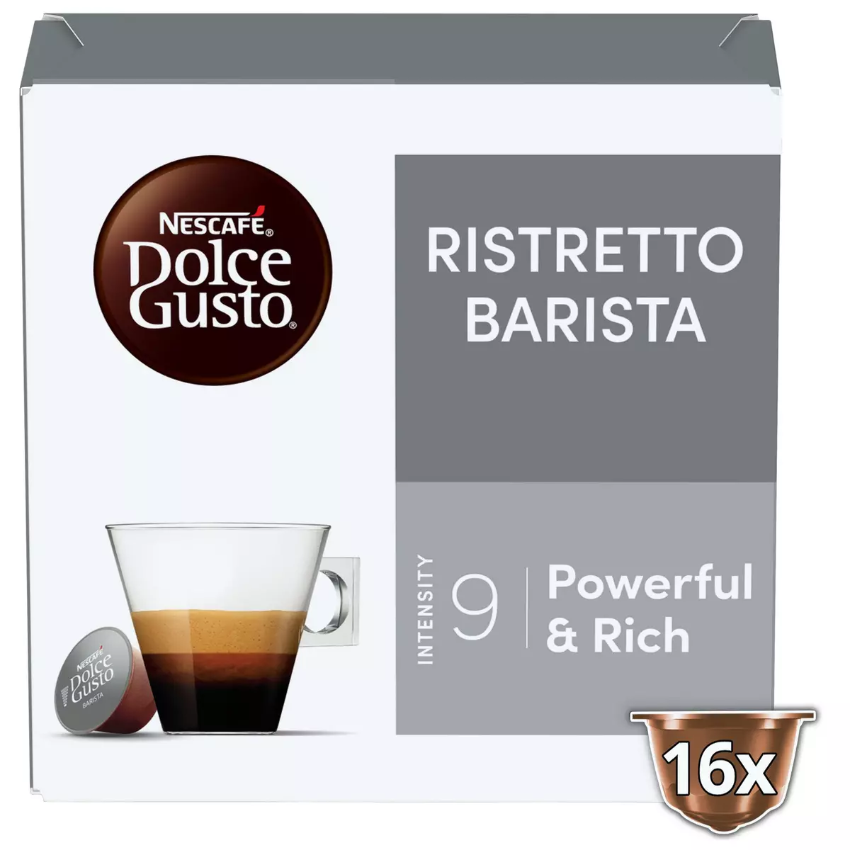 DOLCE GUSTO Café en capsules Ristretto Barista puissant et riche intensité 9 16 capsules 104g