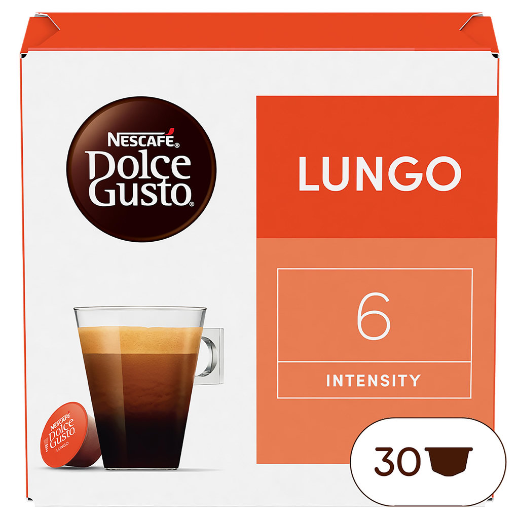 DOLCE GUSTO Capsules de café Lungo équilibré et torréfié intensité 6 compatibles Dolce Gusto 30 capsules 168g