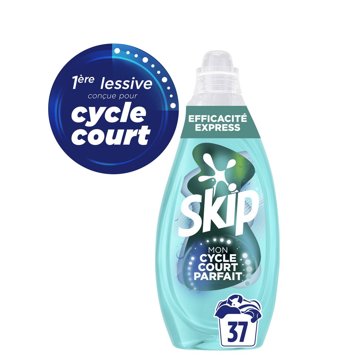 SKIP Lessive Liquide Cycle court Efficacité Express 37 lavages 1,48l