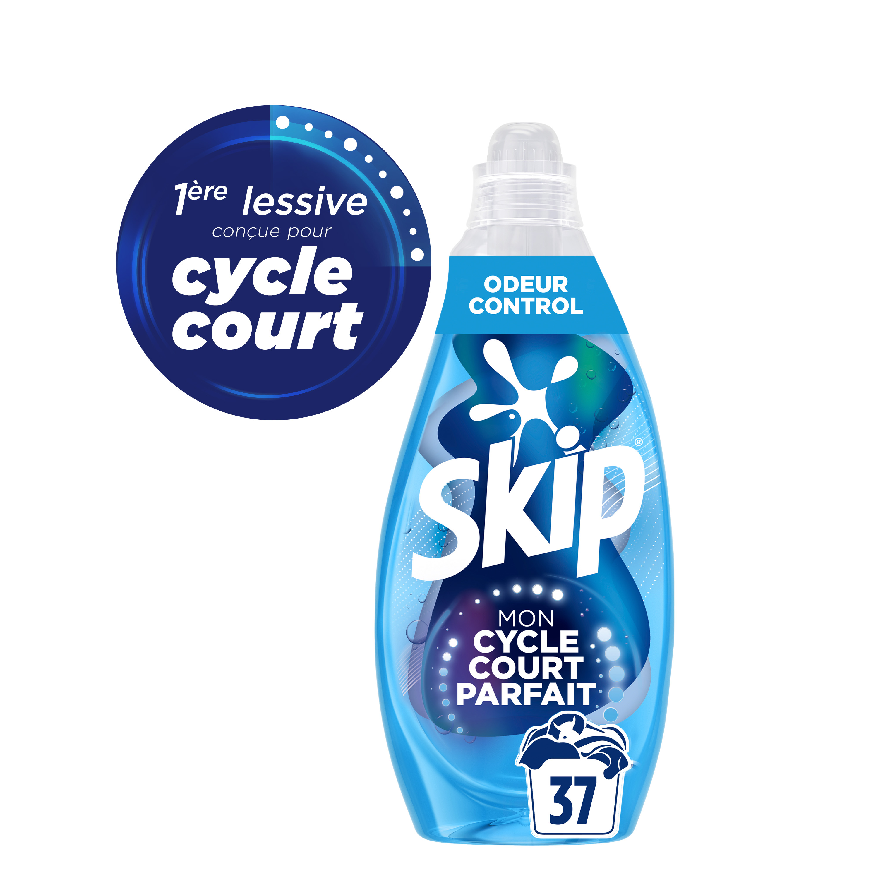 Voir la diapositive 2 : SKIP Lessive Liquide Cycle court Odeur Control 37 lavages 1,5l