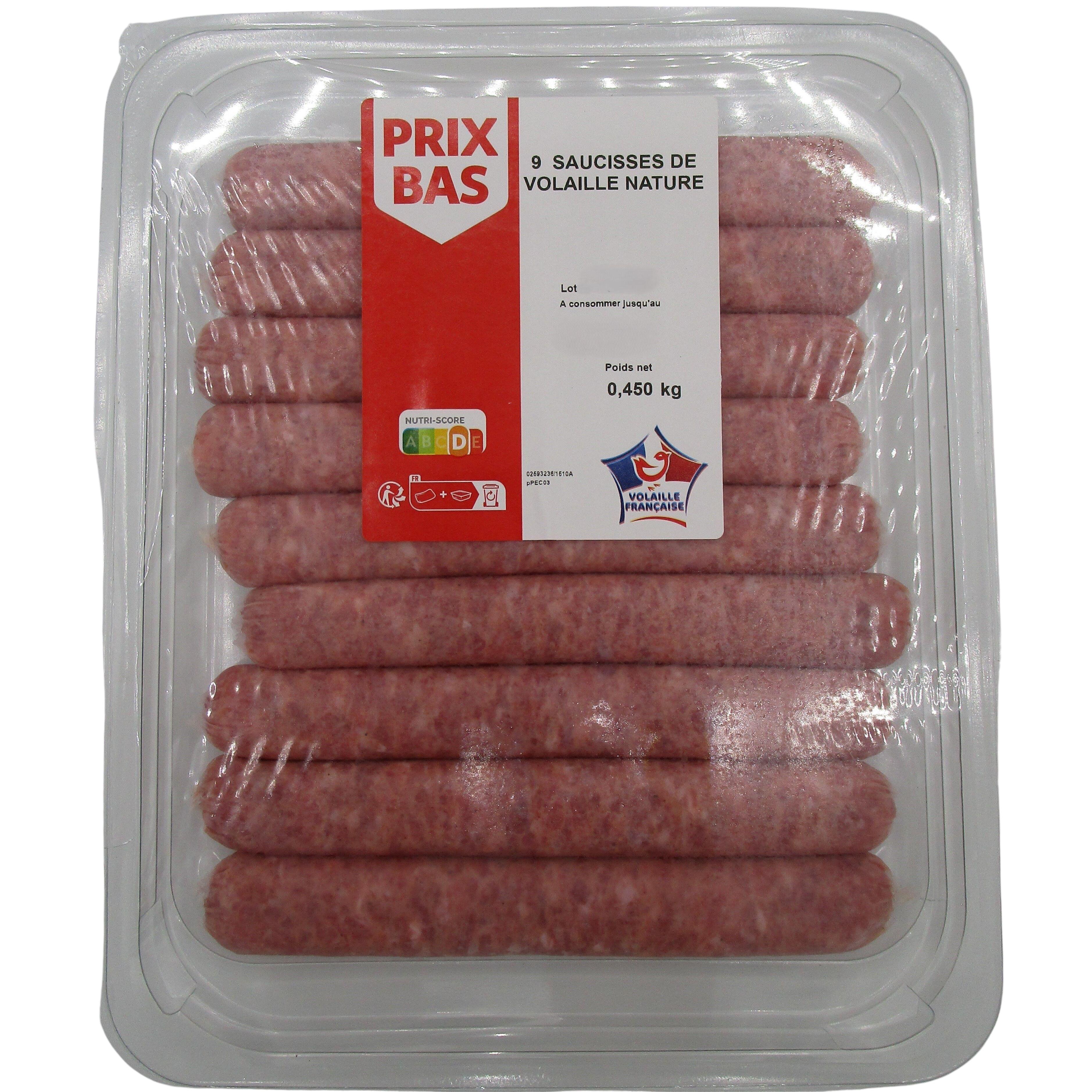 Voir la diapositive 2 : POUCE Saucisses de volaille 9 pièces 450g