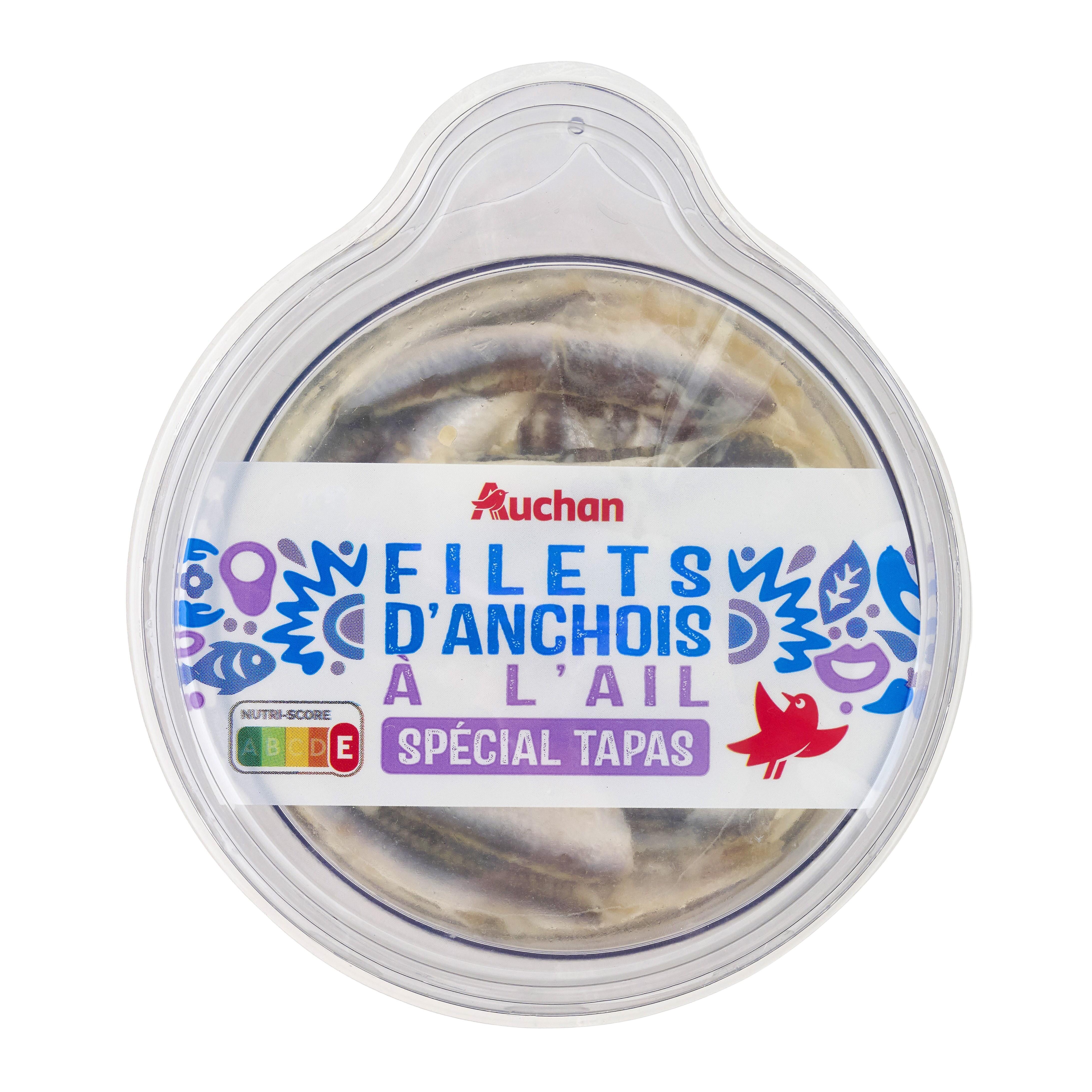Voir la diapositive 3 : AUCHAN Filet d'anchois à l'ail spécial tapas 100g