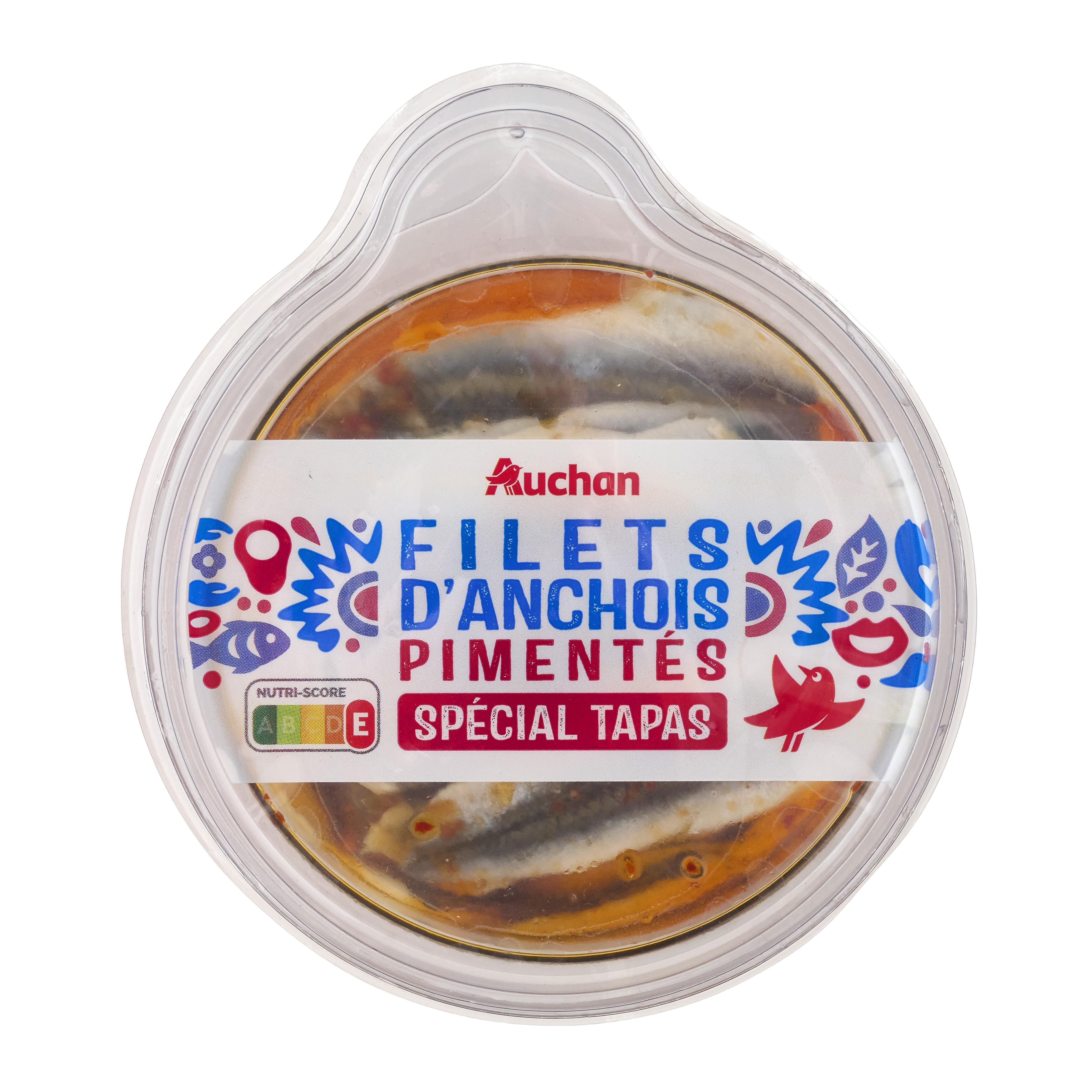 Voir la diapositive 3 : AUCHAN Filet d'anchois pimentés spécial tapas 100g