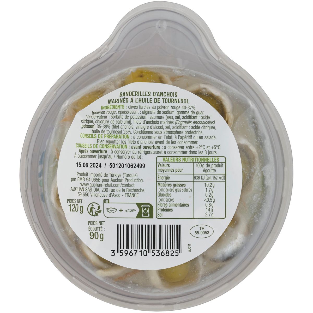 AUCHAN Banderilles d'anchois 120g