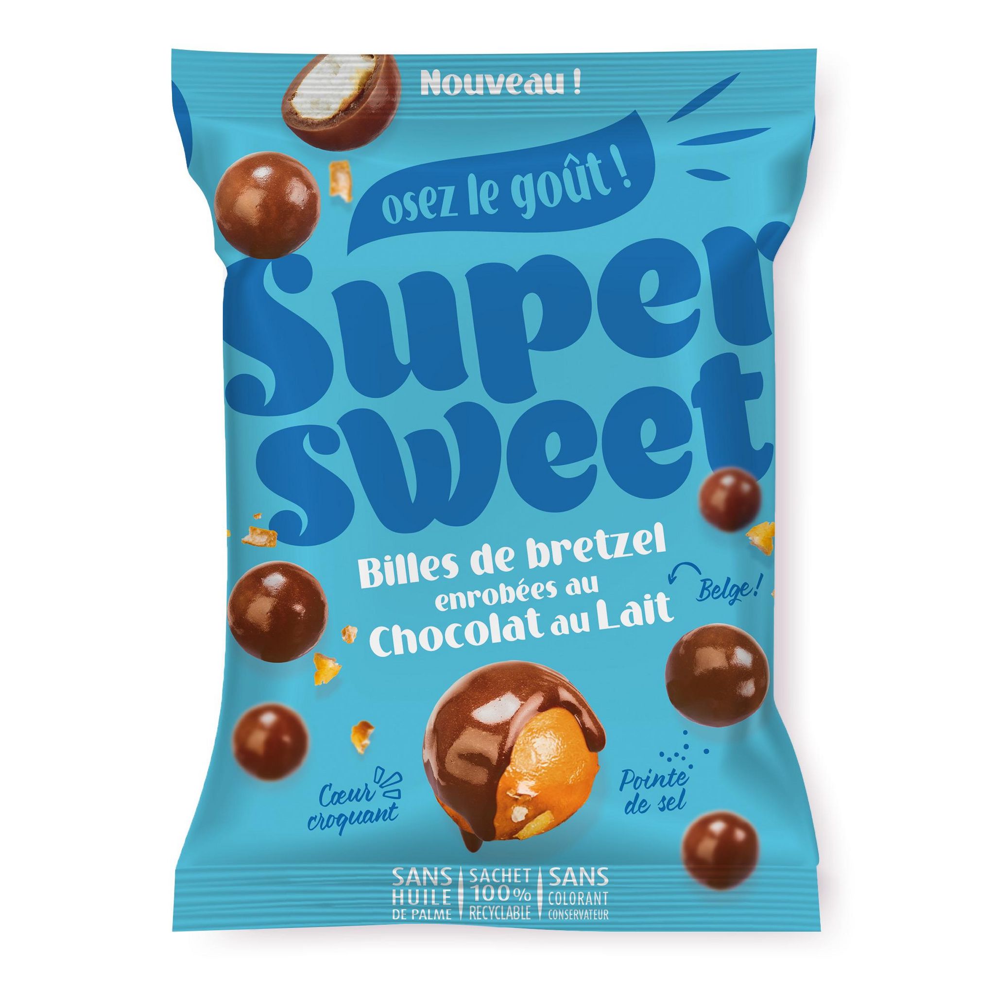 SUPERSWEET Billes de bretzel enrobées au chocolat au lait 90g