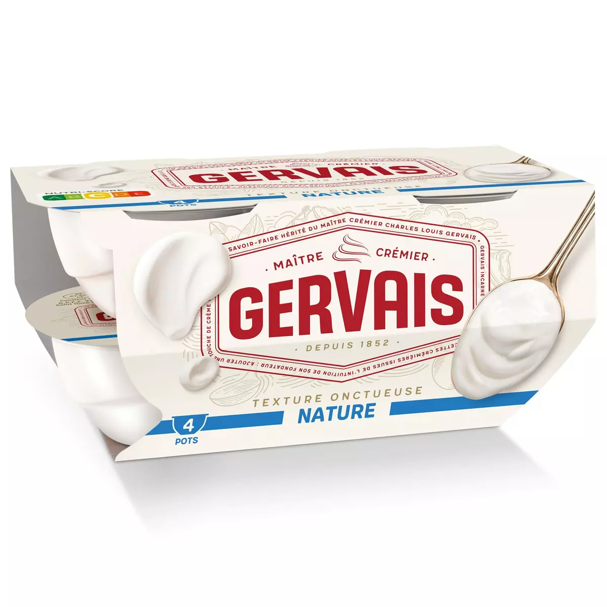 GERVAIS Yaourt onctueux nature 4x115g