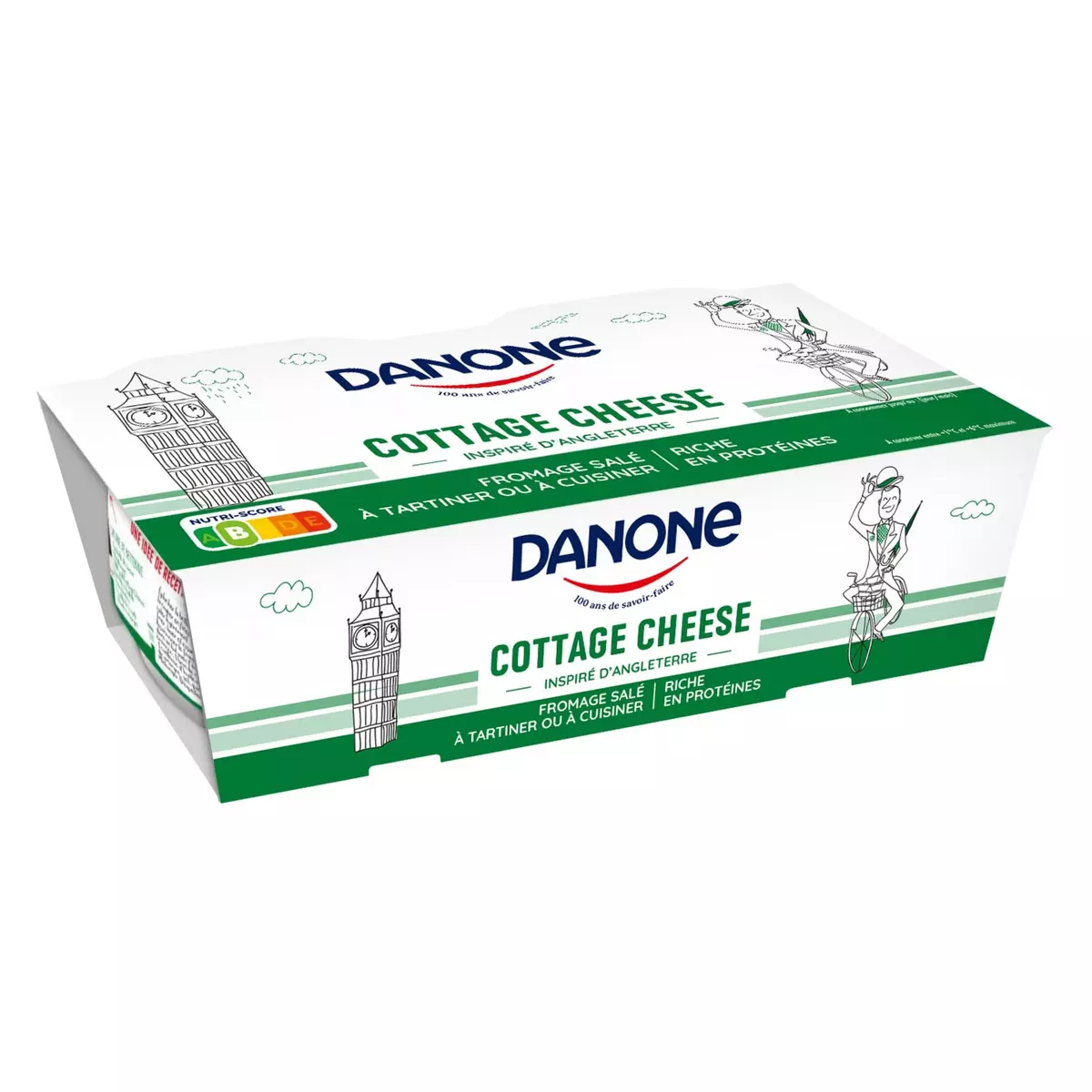 DANONE Cottage cheese fromage blanc à tartiner ou à cuisiner 2x180g