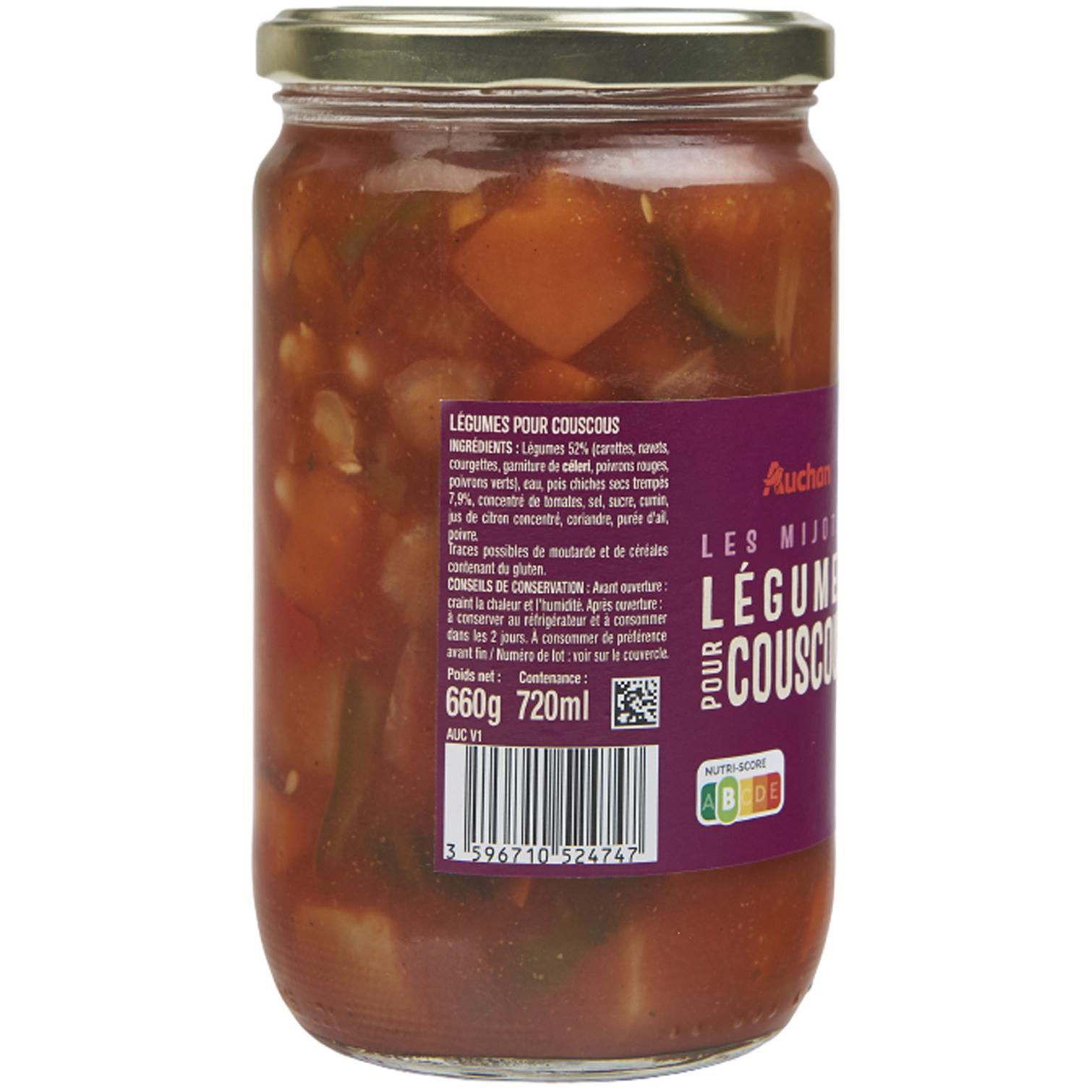 Voir la diapositive 5 : AUCHAN Les mijotés légumes pour couscous en bocal 660g