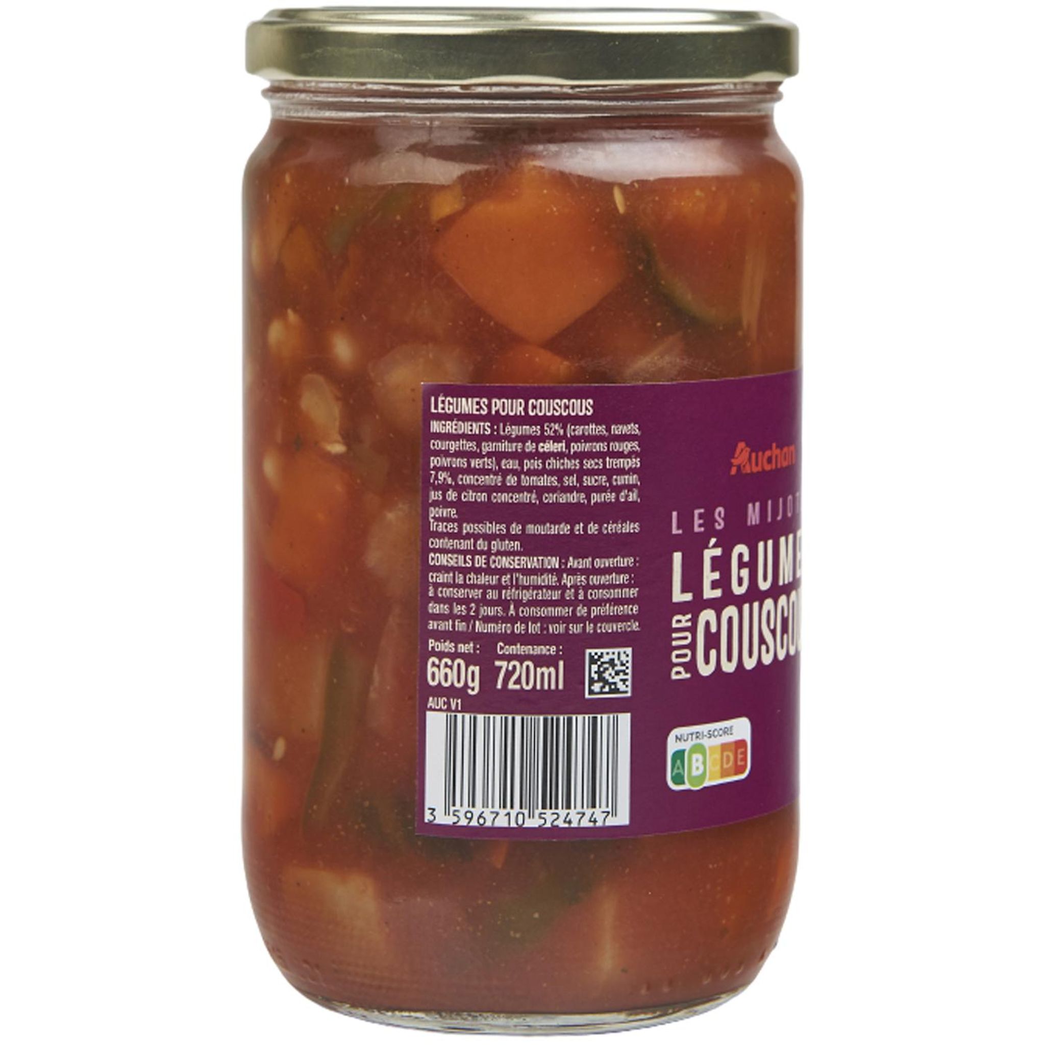 Voir la diapositive 4 : AUCHAN Les mijotés légumes pour couscous 660g