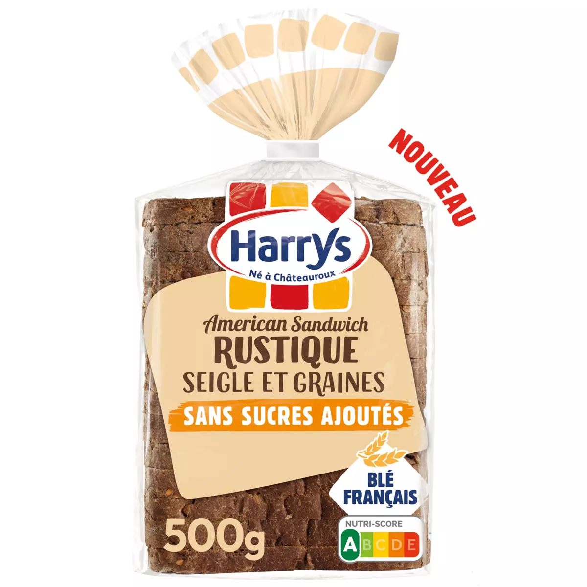 HARRYS American sandwich rustique pain de mie seigle et graines sans sucres ajoutés 500g