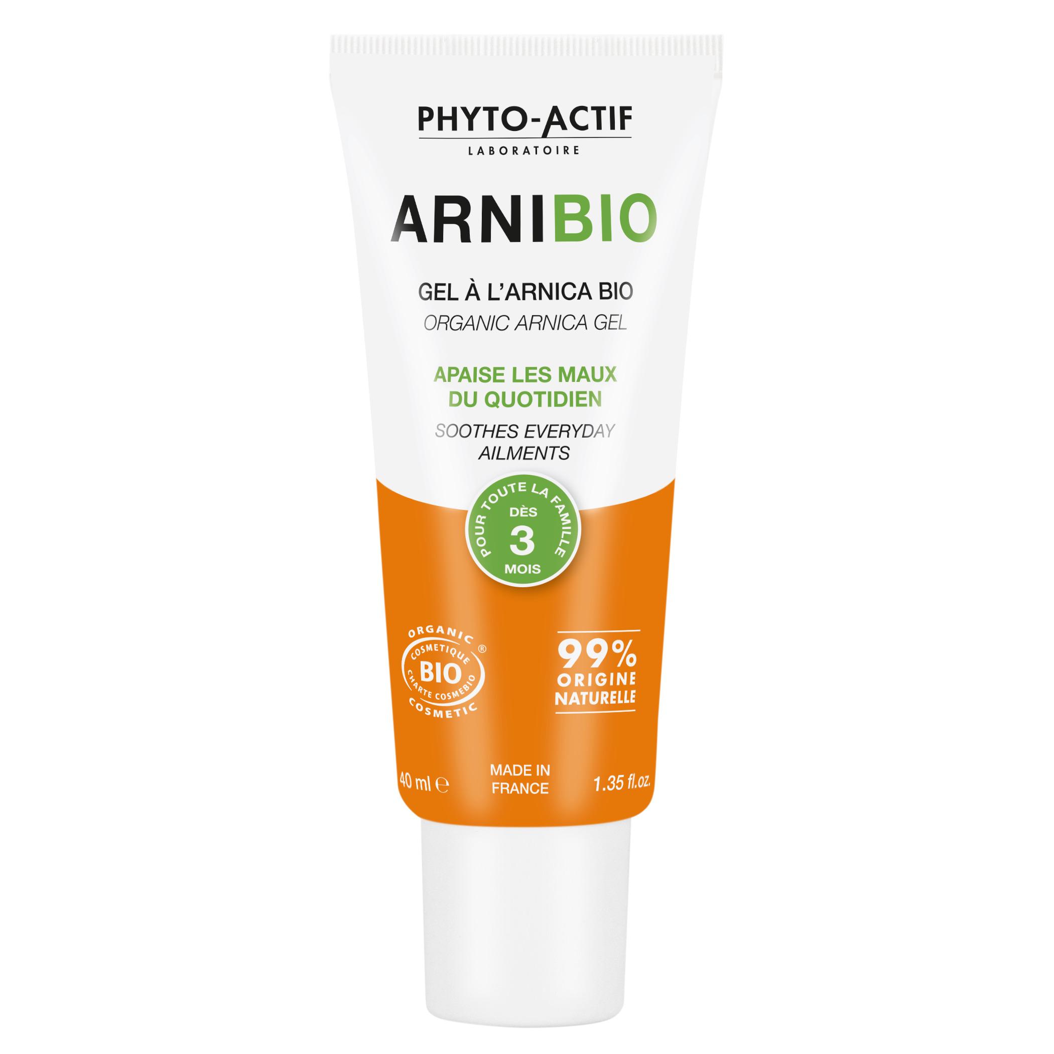 Voir la diapositive 2 : PHYTO ACTIF Arnibio Gel à l'arnica bio apaise les maux du quotidien 40ml