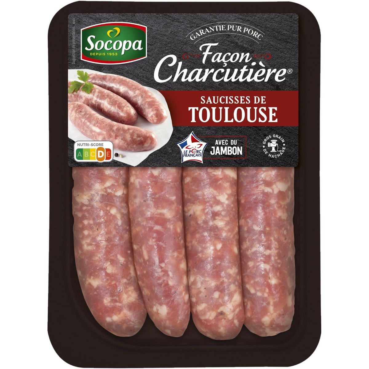 SOCOPA Saucisse de Toulouse façon charcutière 4 pièces 400g