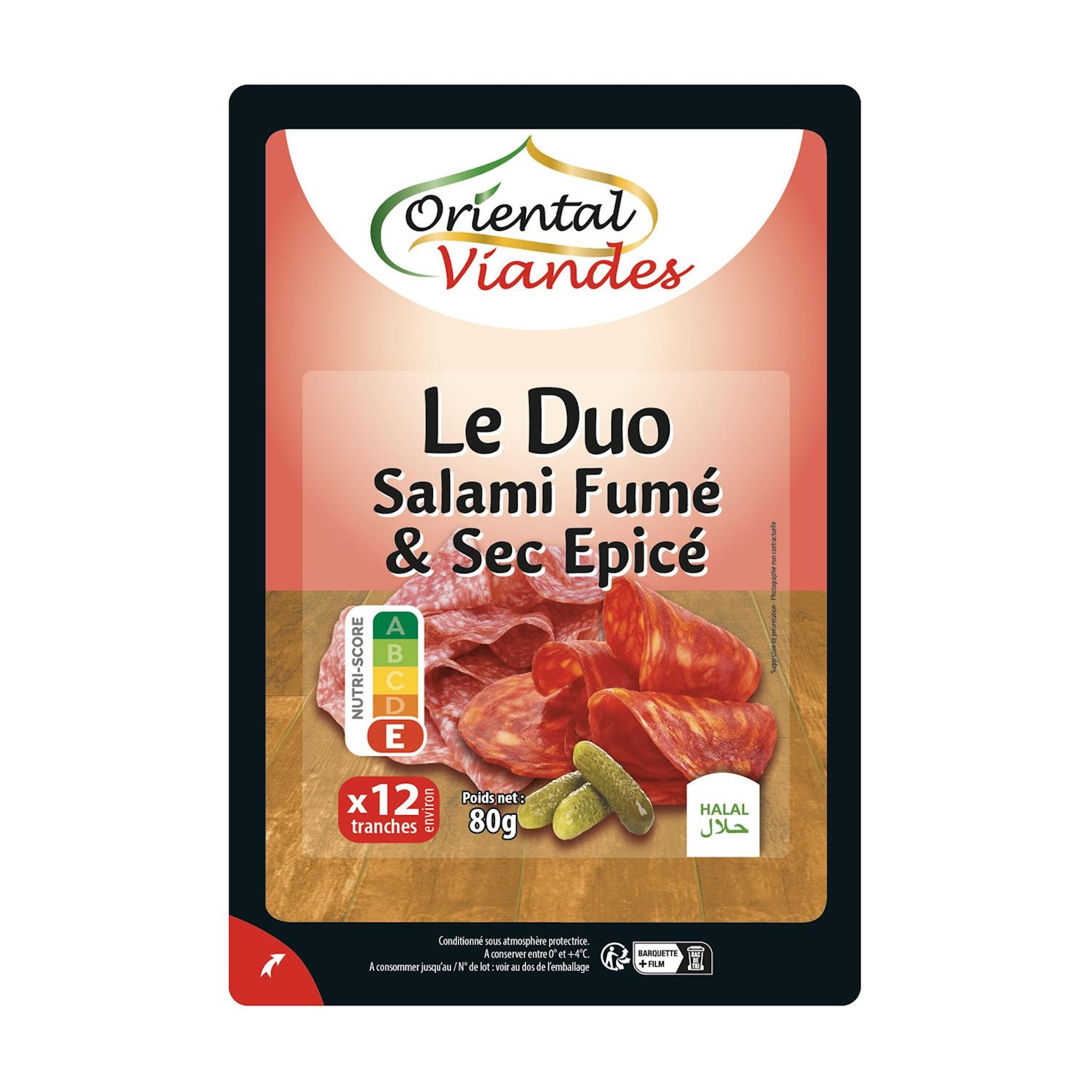 ORIENTAL VIANDES Le duo salami fumé et sec épicé halal 12 tranches 80g