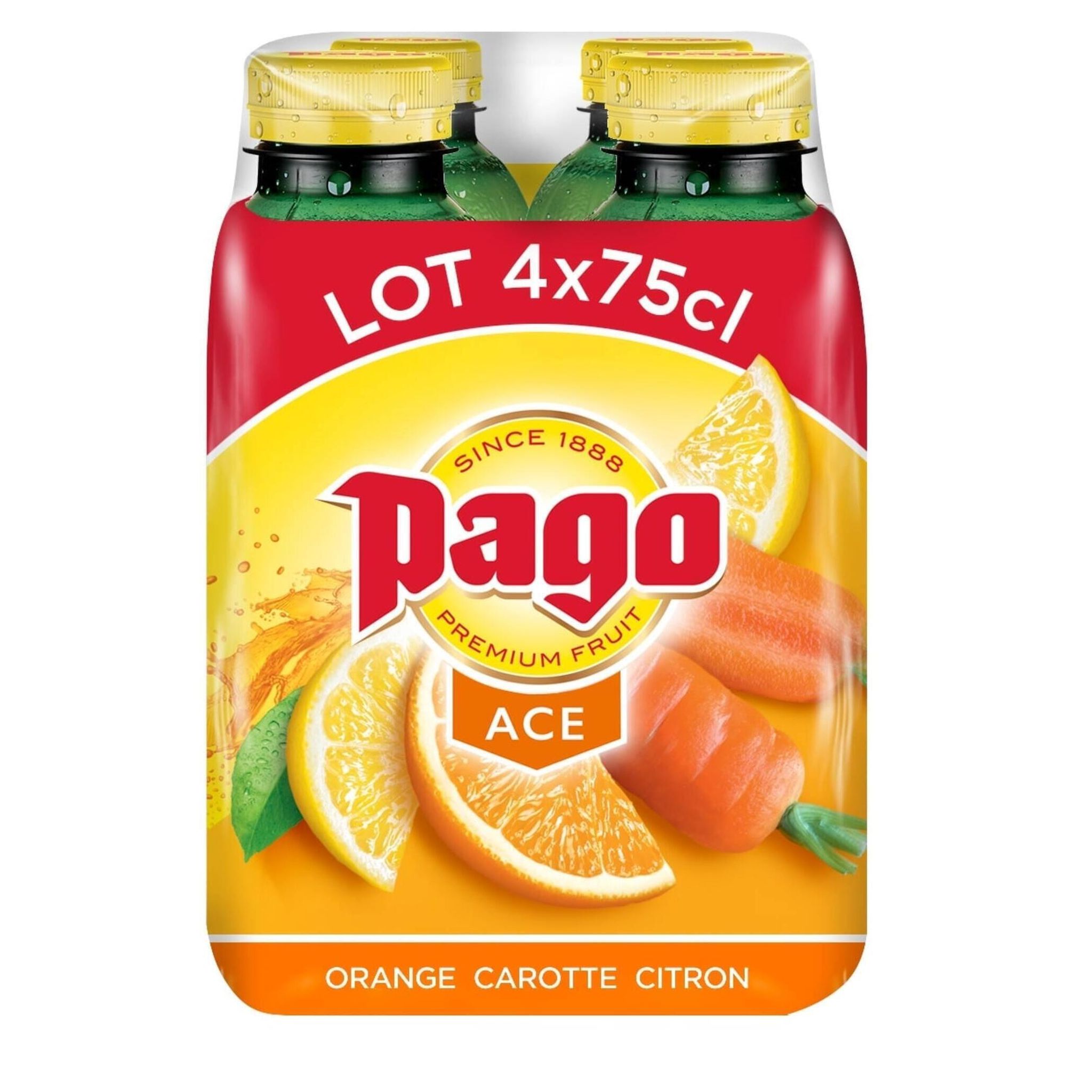 PAGO ACE Boisson à l'orange carotte et citron 4x75cl
