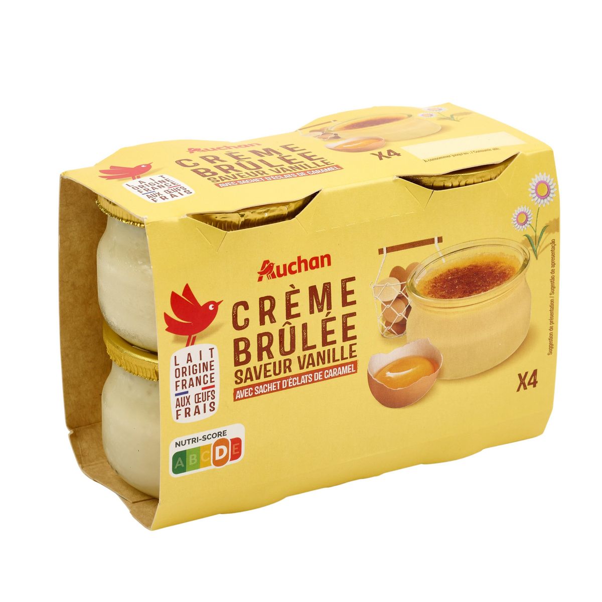 AUCHAN Crème brulée saveur vanille 4x100g