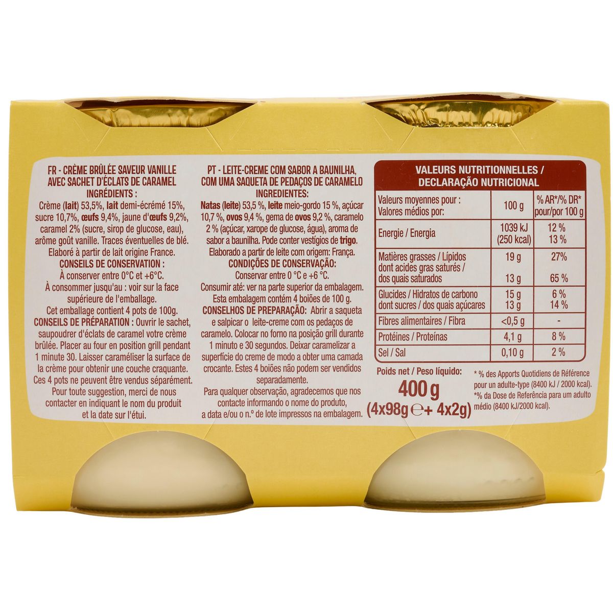 AUCHAN Crème brulée saveur vanille 4x100g