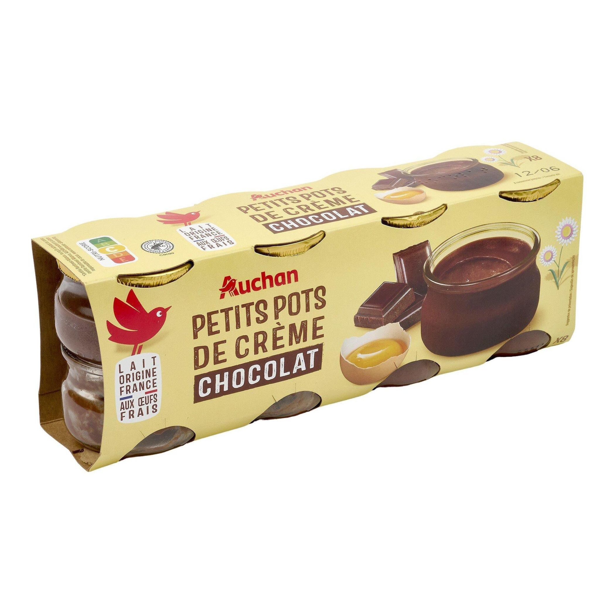 Voir la diapositive 3 : AUCHAN Petits pots de crème chocolat 8x100g