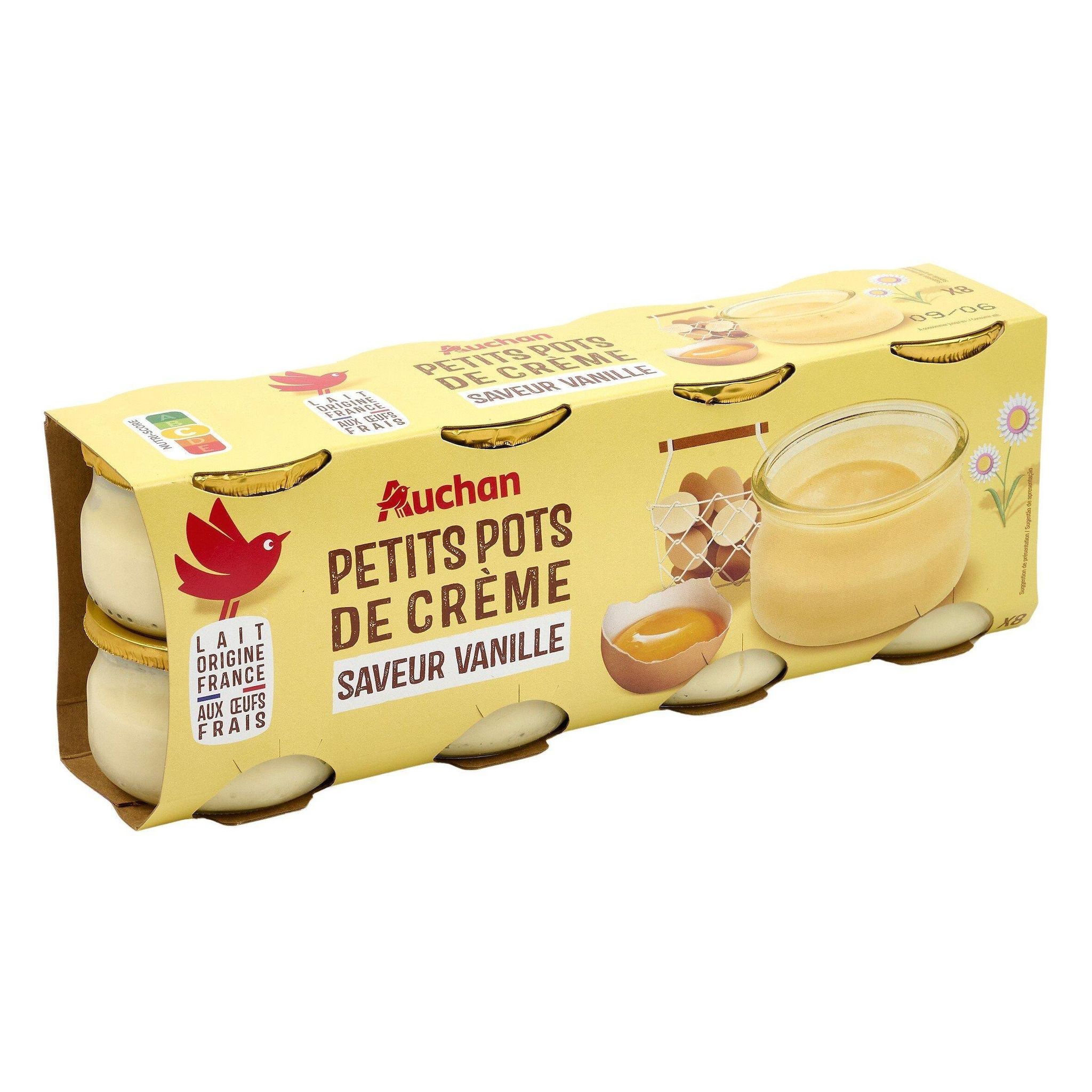 Voir la diapositive 3 : AUCHAN Petits pots de crème saveur vanille 8x100g