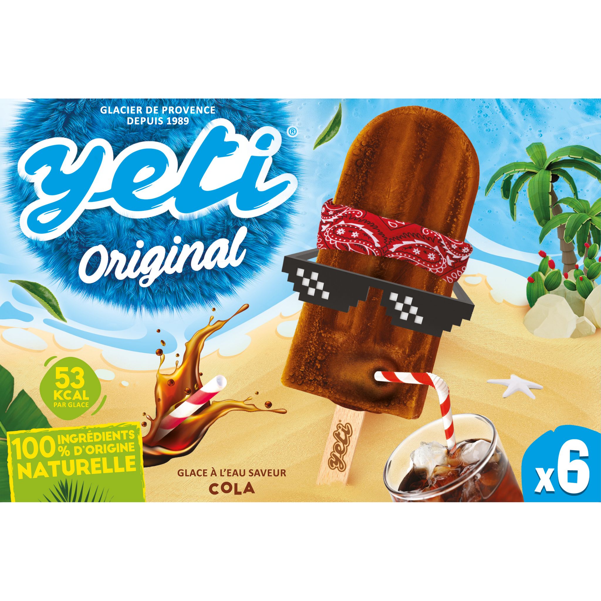 YETI Bâtonnet de glace à l'eau saveur cola 6 pièces 420g