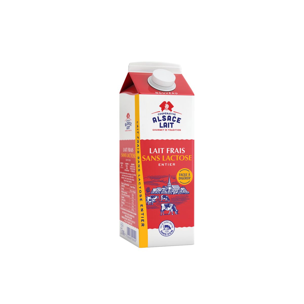 ALSACE LAIT Lait frais entier sans lactose 1l
