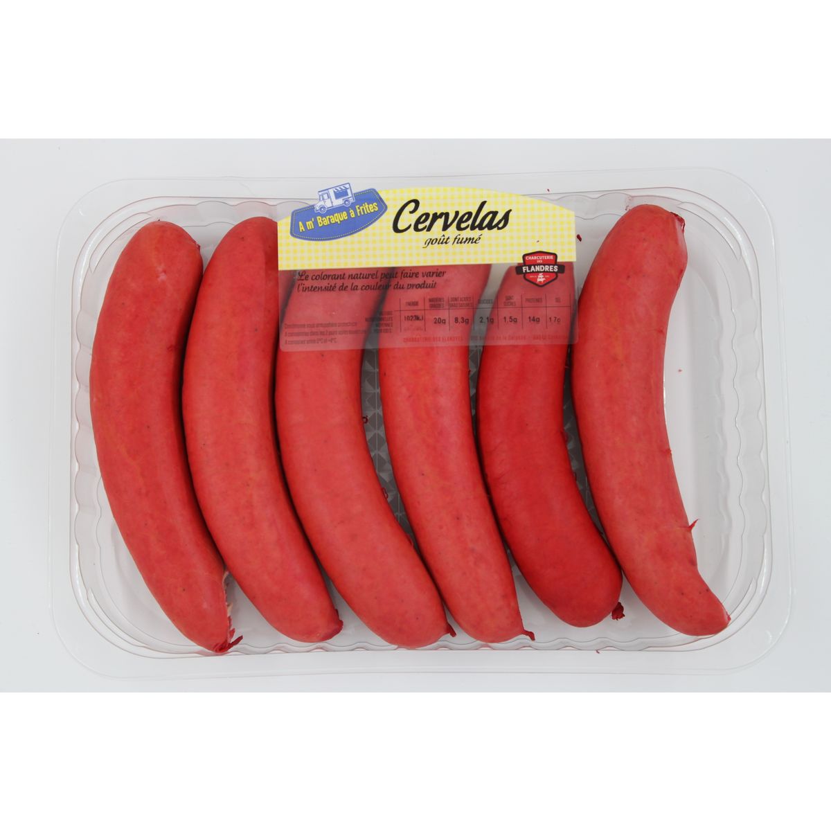 A M'BARAQUE A FRITES Cervelas goût fumé 6 pièces 720g