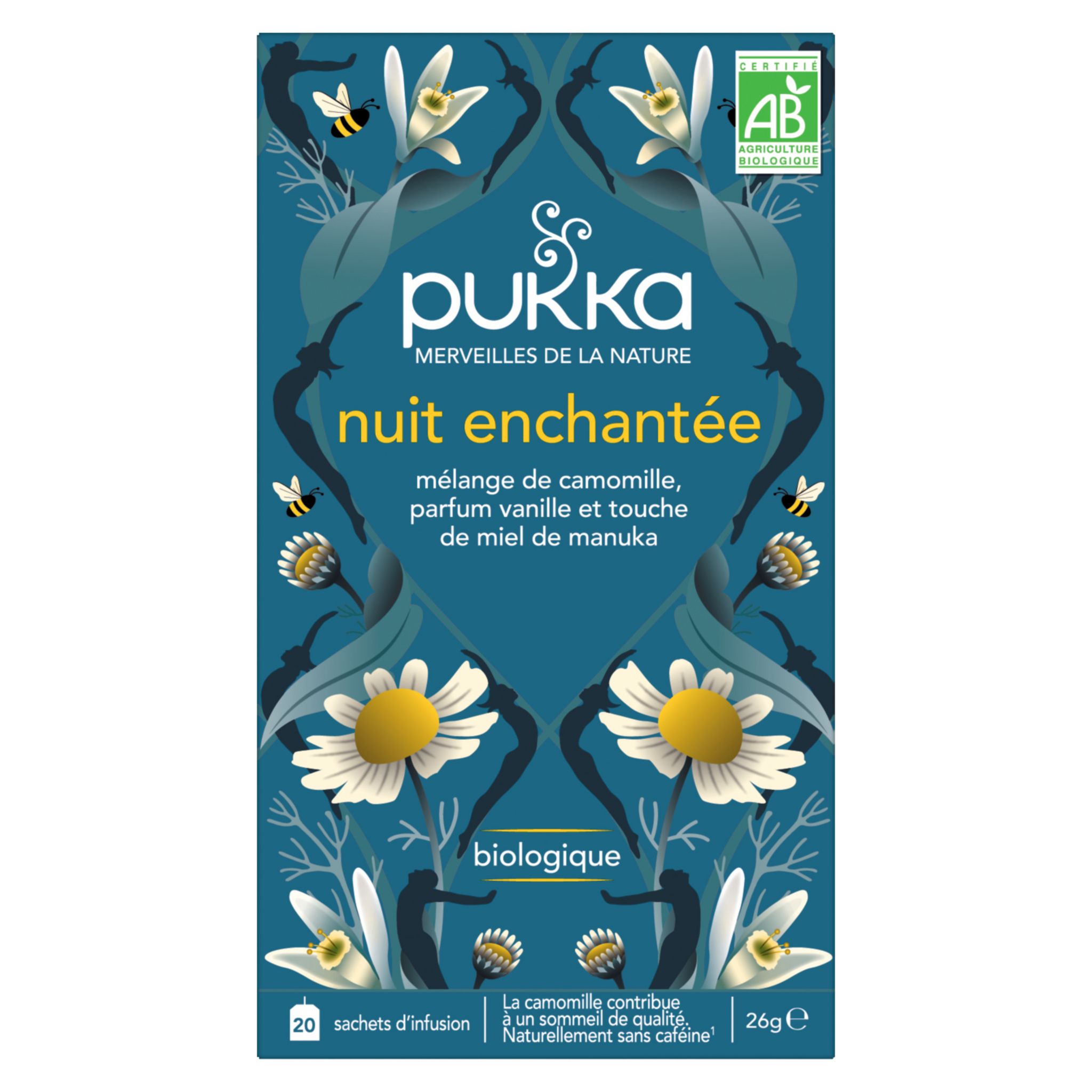 Voir la diapositive 2 : PUKKA Infusion bio nuit enchantée mélange de camomille et miel de Manuka parfum vanille 20 sachets 36g