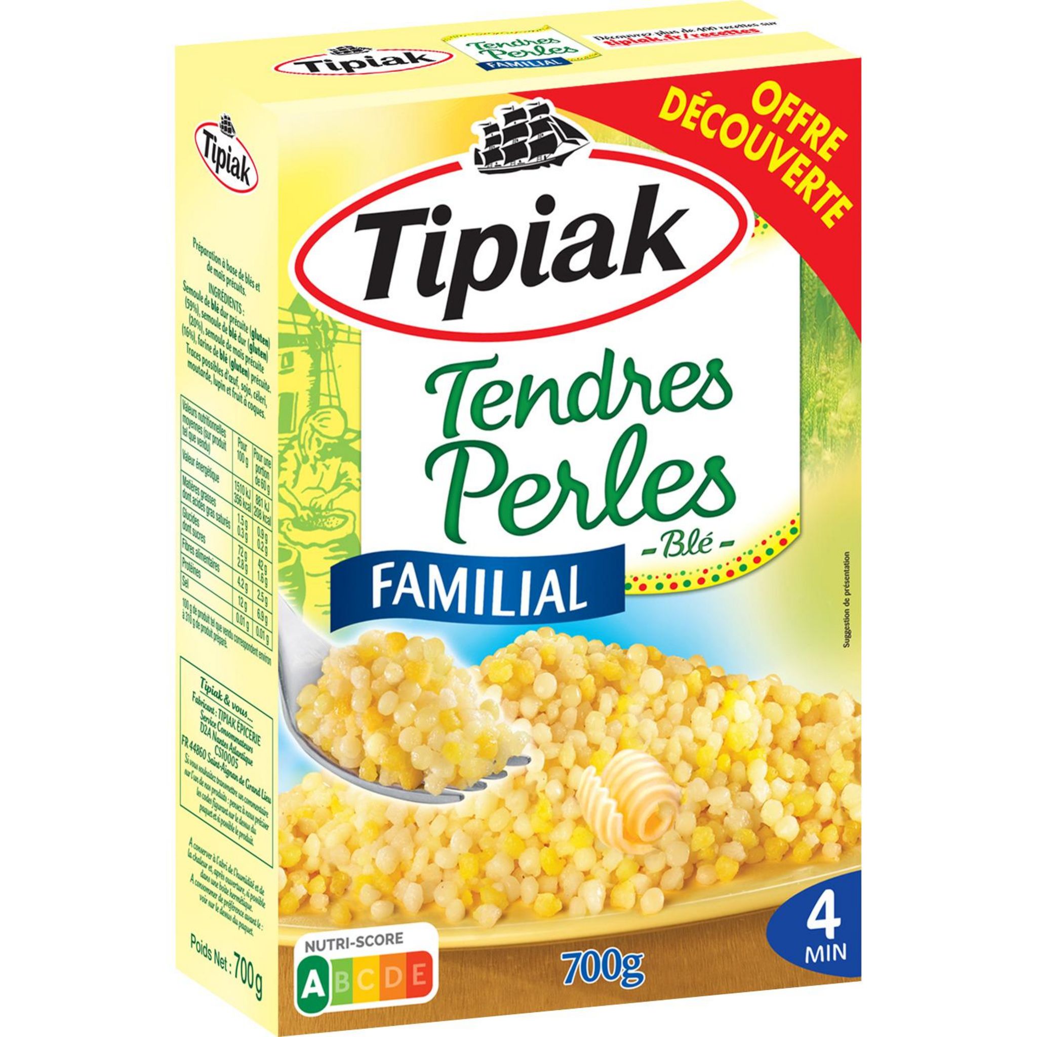 TIPIAK Tendres perles de blé prêt en 4 min 700g