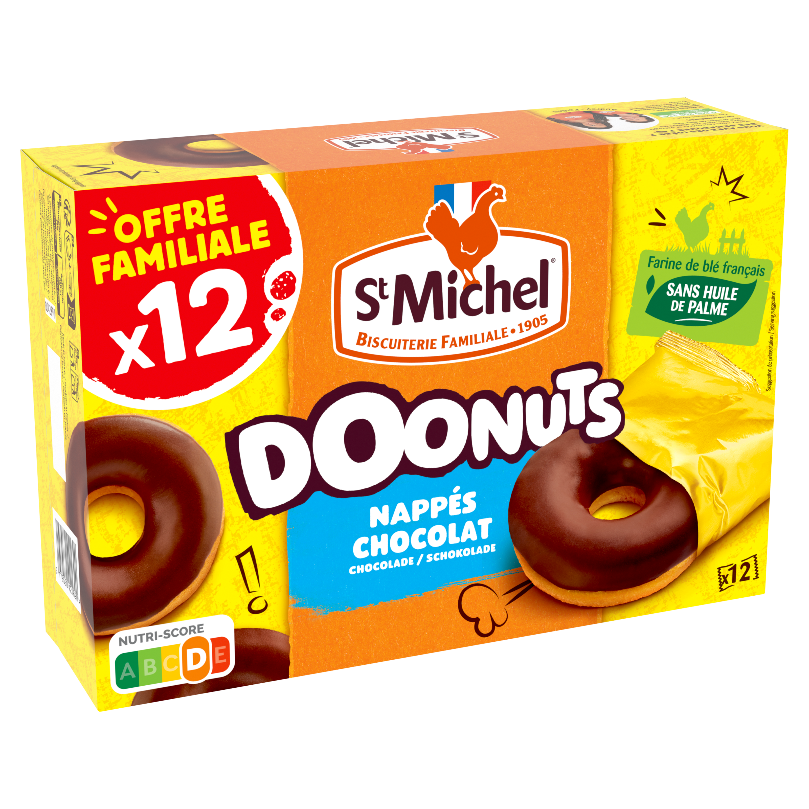 ST MICHEL Doonuts nappés au chocolat 12 gâteaux 360g