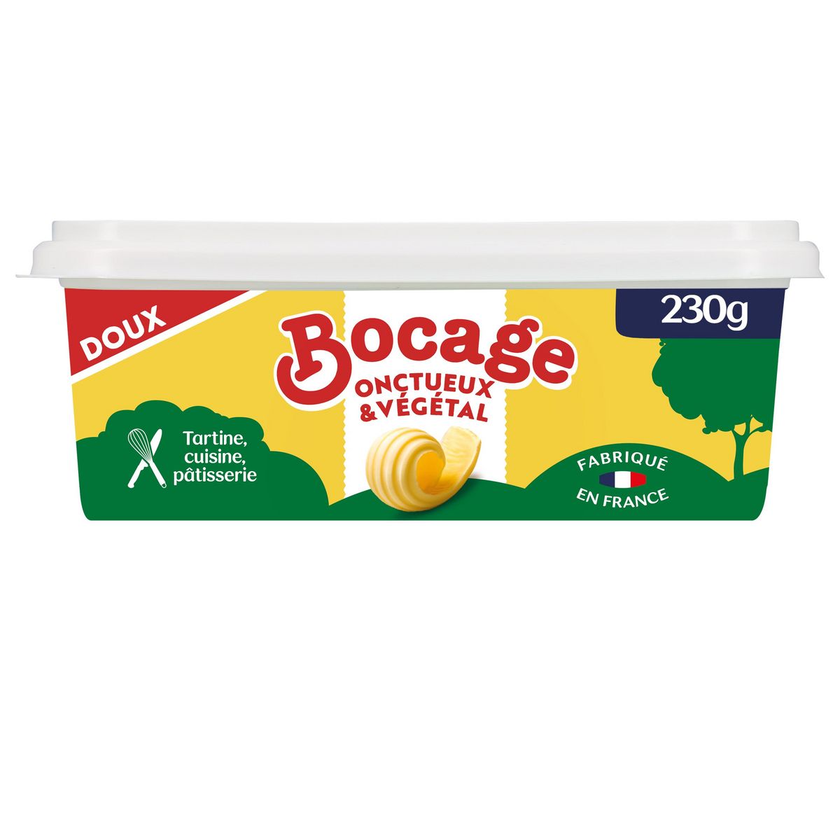BOCAGE Margarine doux onctueux & végétal tartine cuisson et pâtisseries 230g
