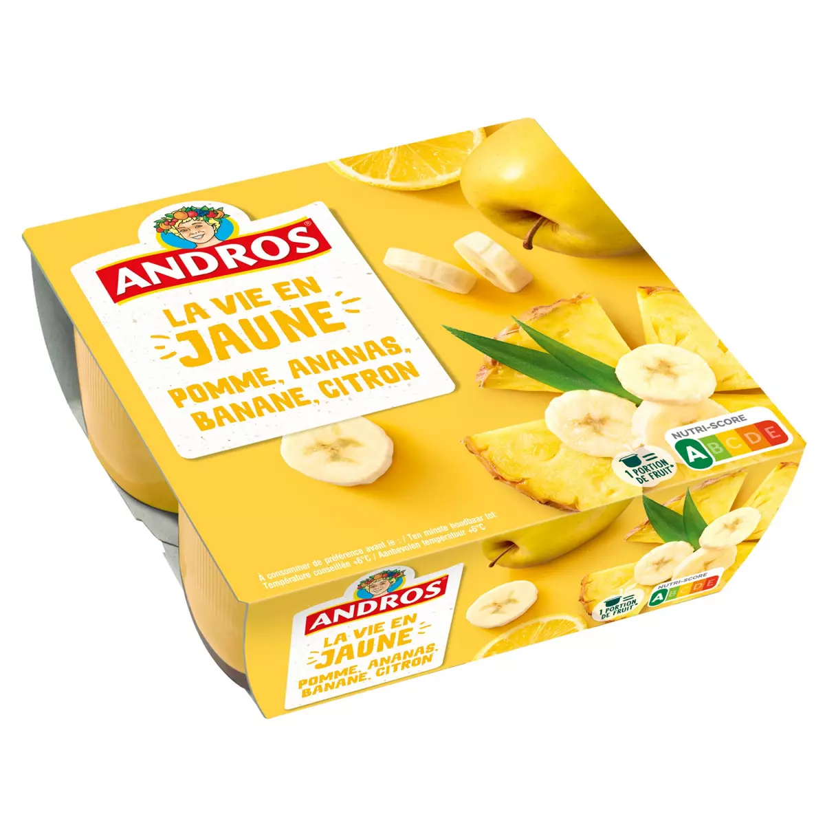 ANDROS La vie en jaune - Spécialité pomme ananas banane citron 4x100g