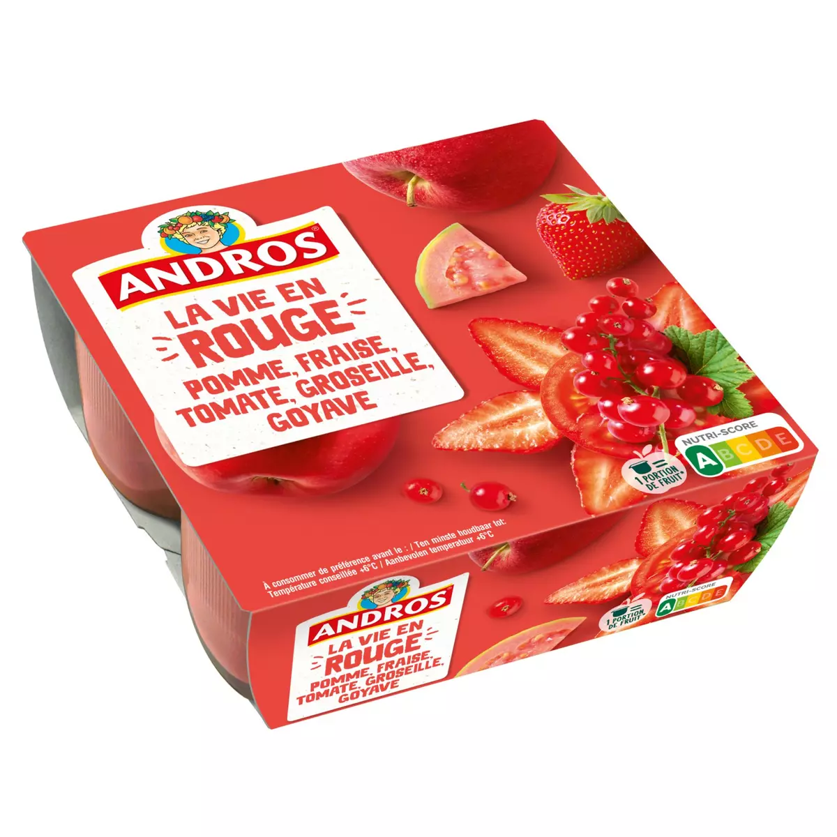 ANDROS La vie en rouge - Spécialité pomme fraise tomate groseille goyave 4x100g